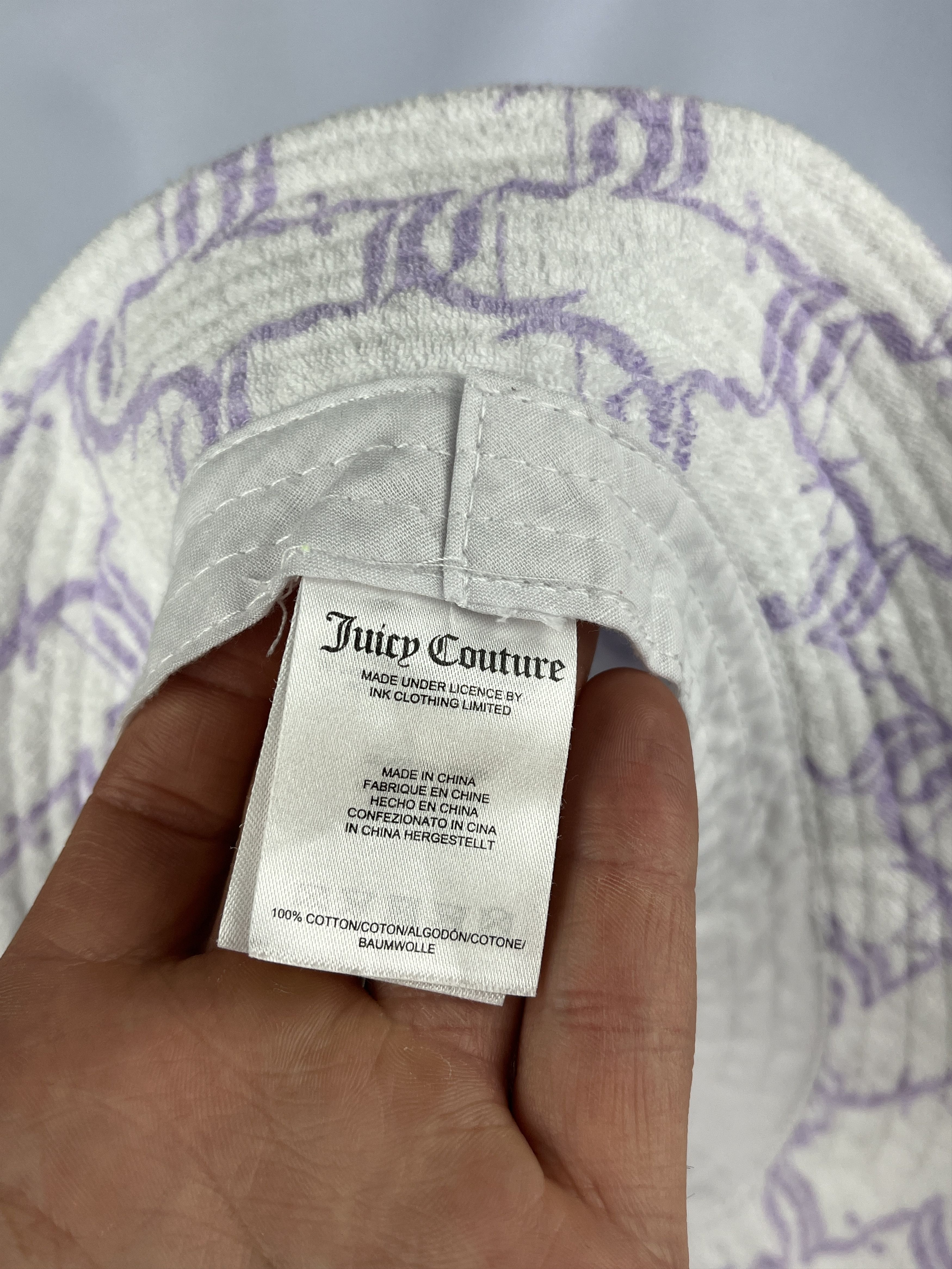 Juicy Couture Jeans Juicy Couture Towel Terry Bucket Hat Cap White Purple Adult Size ONE SIZE - 10 Thumbnail