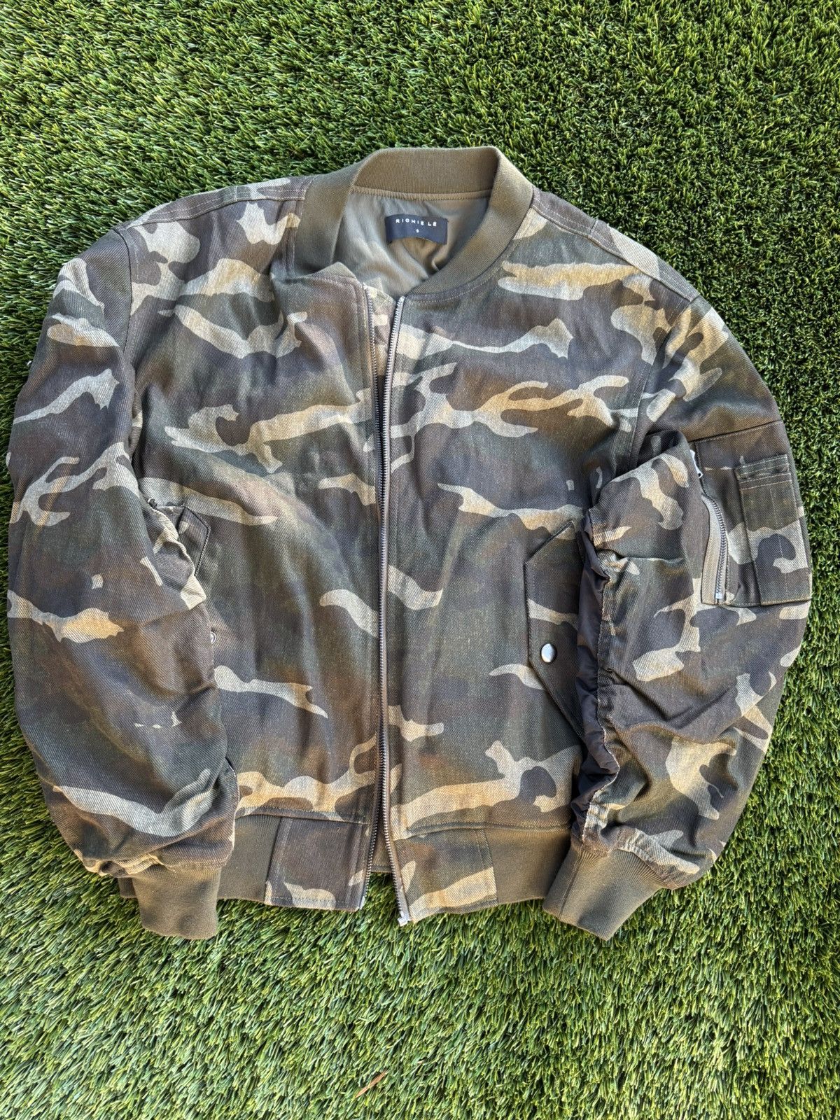 Richie Le Collection Bomber Flight Jacket Vintage Camo Size US S / EU 44-46 / 1 - 1 Thumbnail