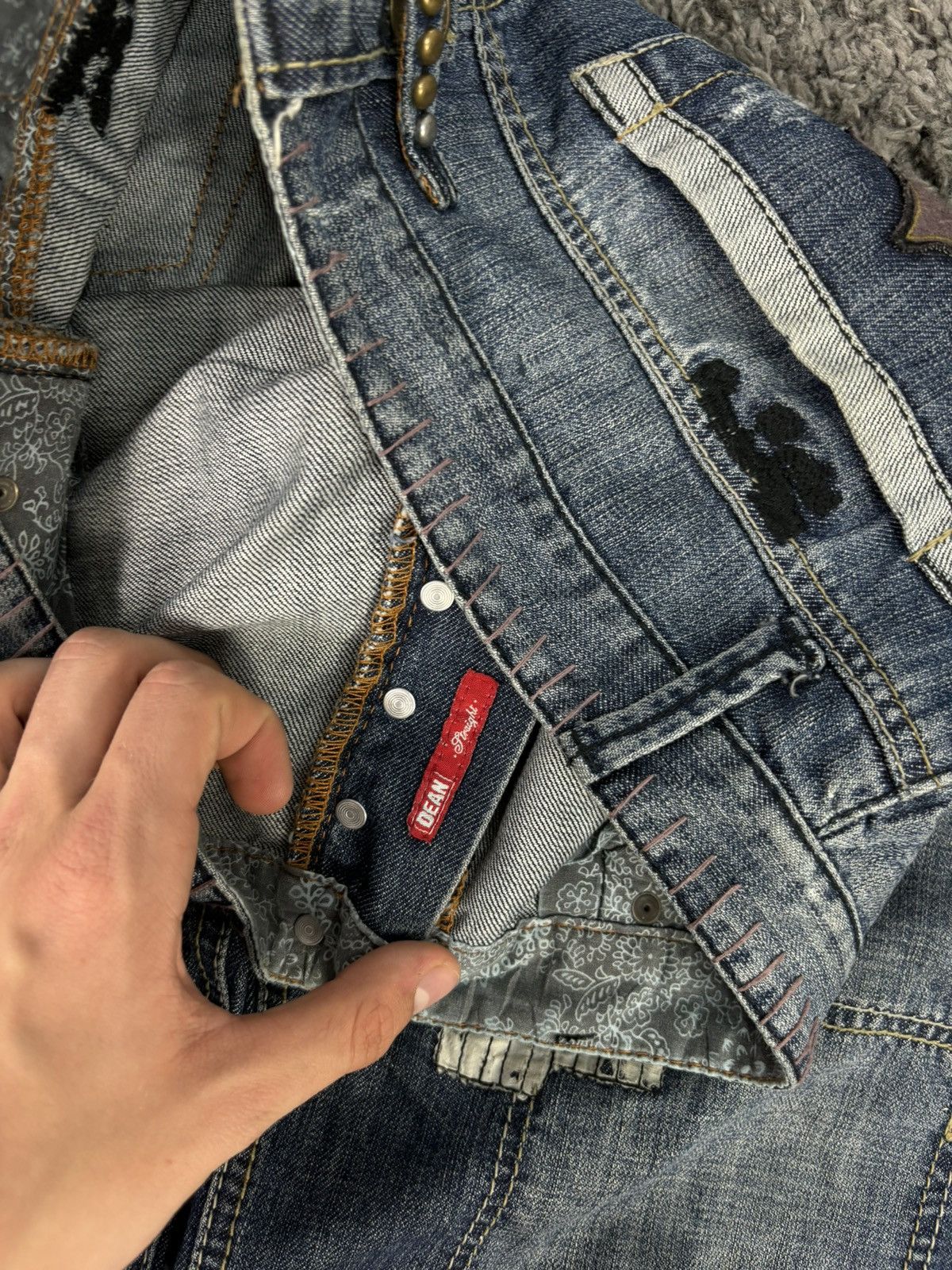 Japanese Brand 00s Japanese Faded Distressed Wideleg Baggy Denim Pants Y2K Size US 34 / EU 50 - 9 Thumbnail