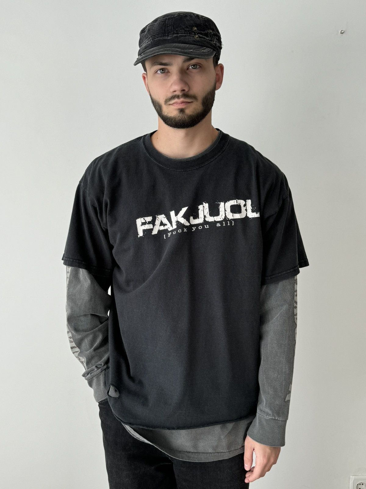 Vintage Vintage Y2K Style 'F*ck You All' Art Thrashed T-Shirt Size US XL / EU 56 / 4 - 1 Thumbnail