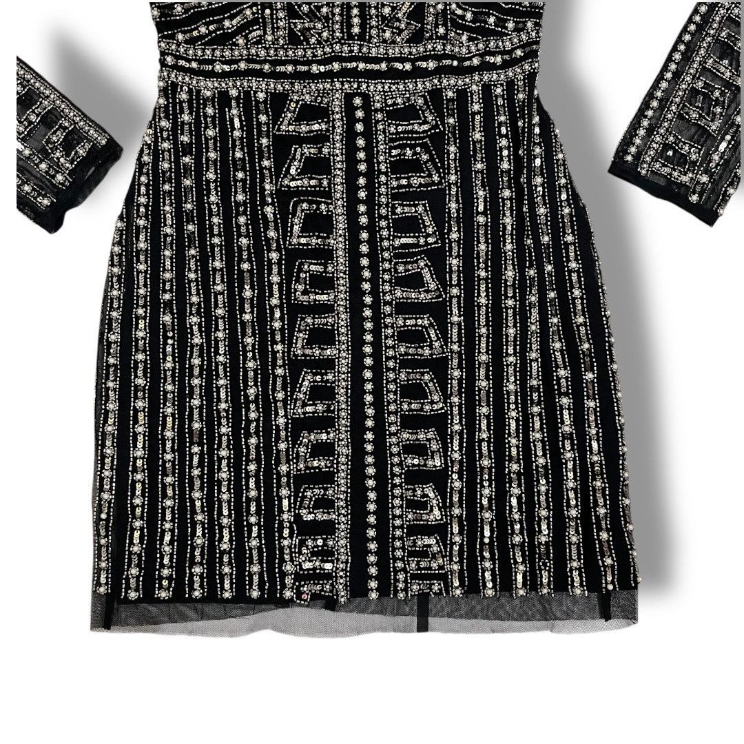 Gianni Valentino Gianni Bini Black Dani Pearl Silver Sequin Dress Size XS / US 0-2 / IT 36-38 - 12 Thumbnail
