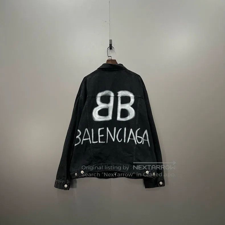 Balenciaga Balenciaga Back Graffiti Double B Denim Jacket, Size XS Size US XS / EU 42 / 0 - 2 Thumbnail