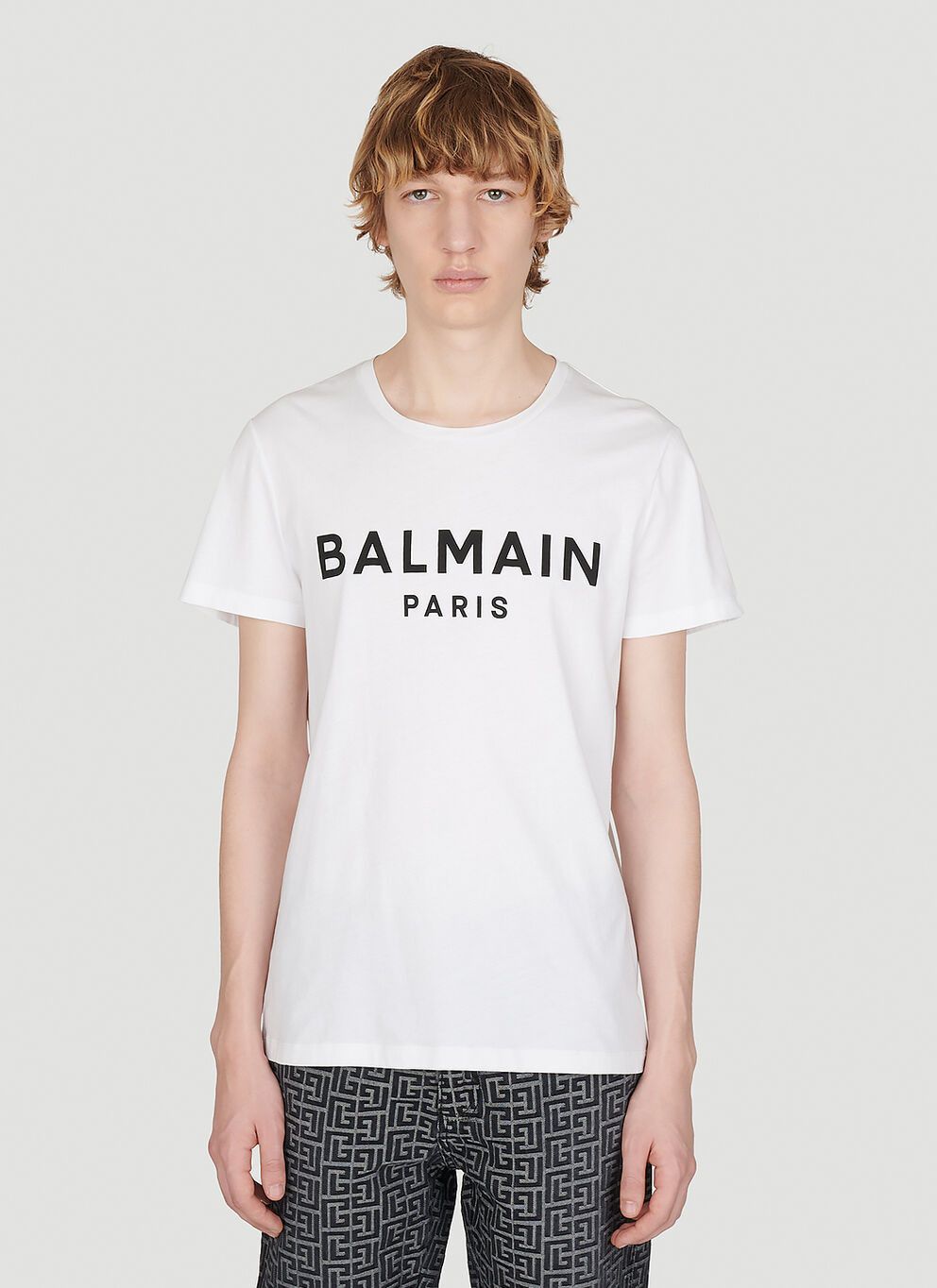 image of Balmain Logo Print T-Shirt in White, Men's (Size 2XL)