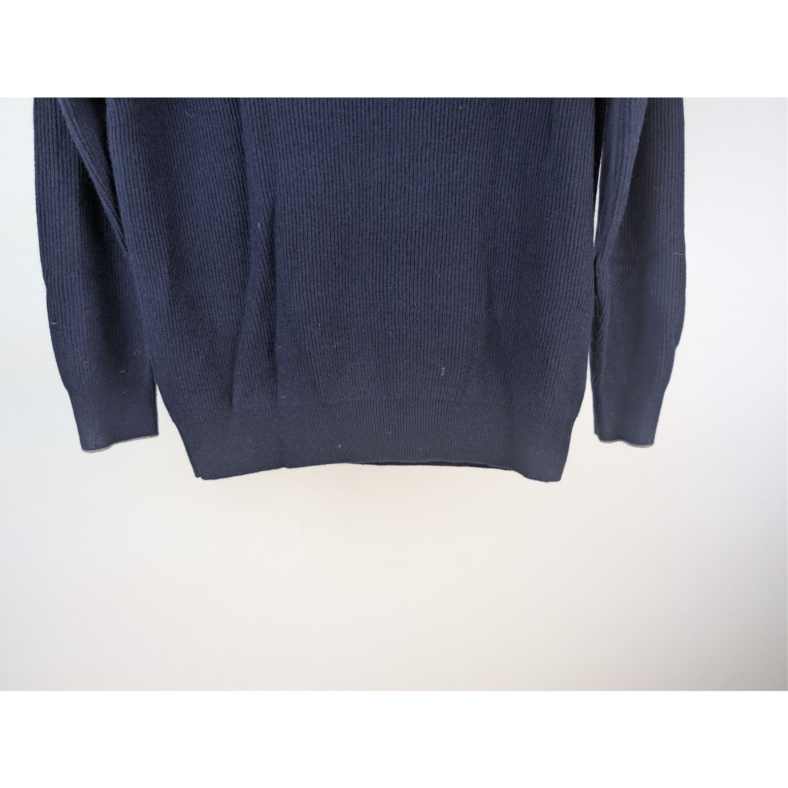 Brunello Cucinelli o1rshd1 CC20 Men's Ribbed Cashmere Zip Polo Sweater in Navy Size US M / EU 48-50 / 2 - 12 Thumbnail