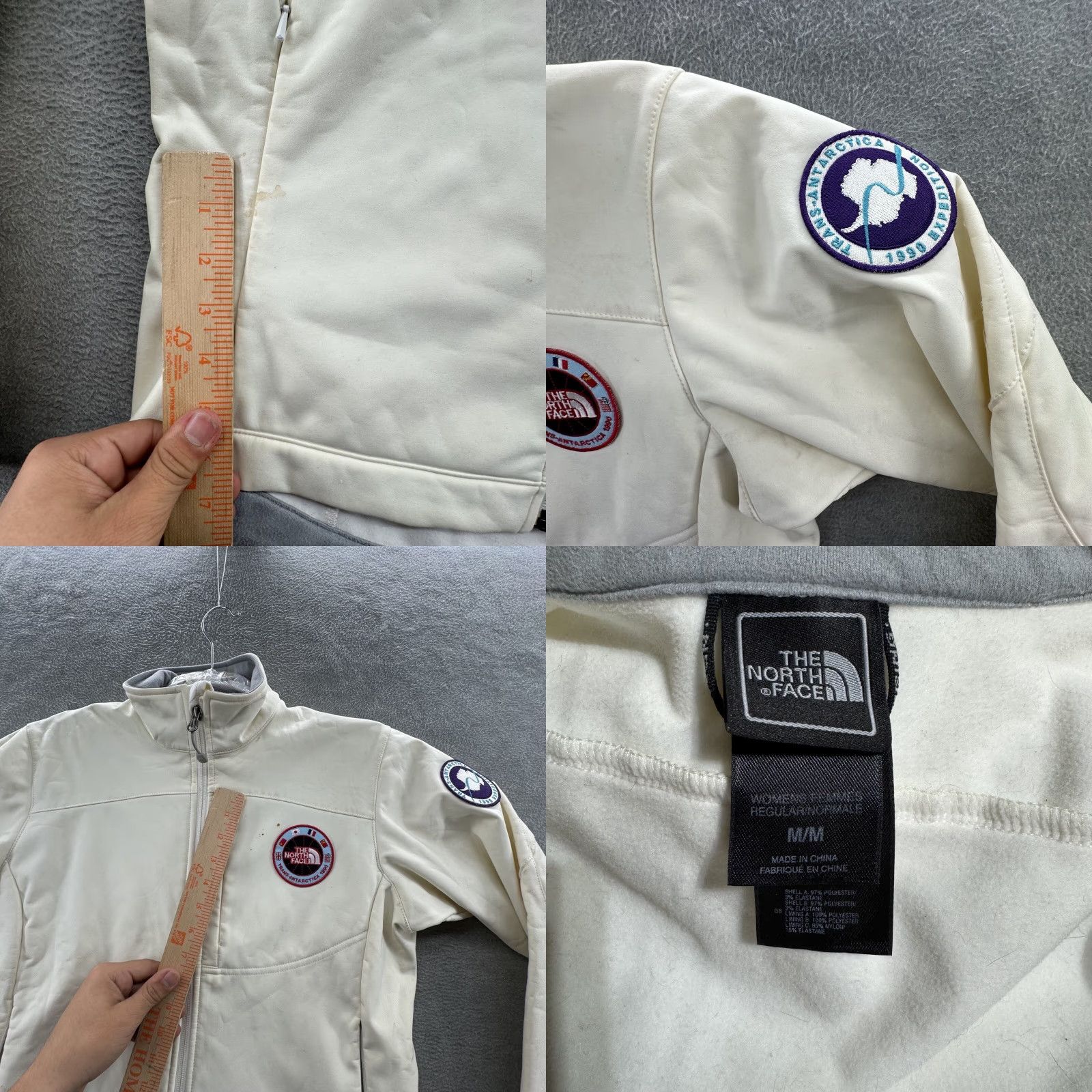 VINTAGE The North Face Womens Apex White Full Zip Softshell Jacket Trans Antartica 1990 Mens