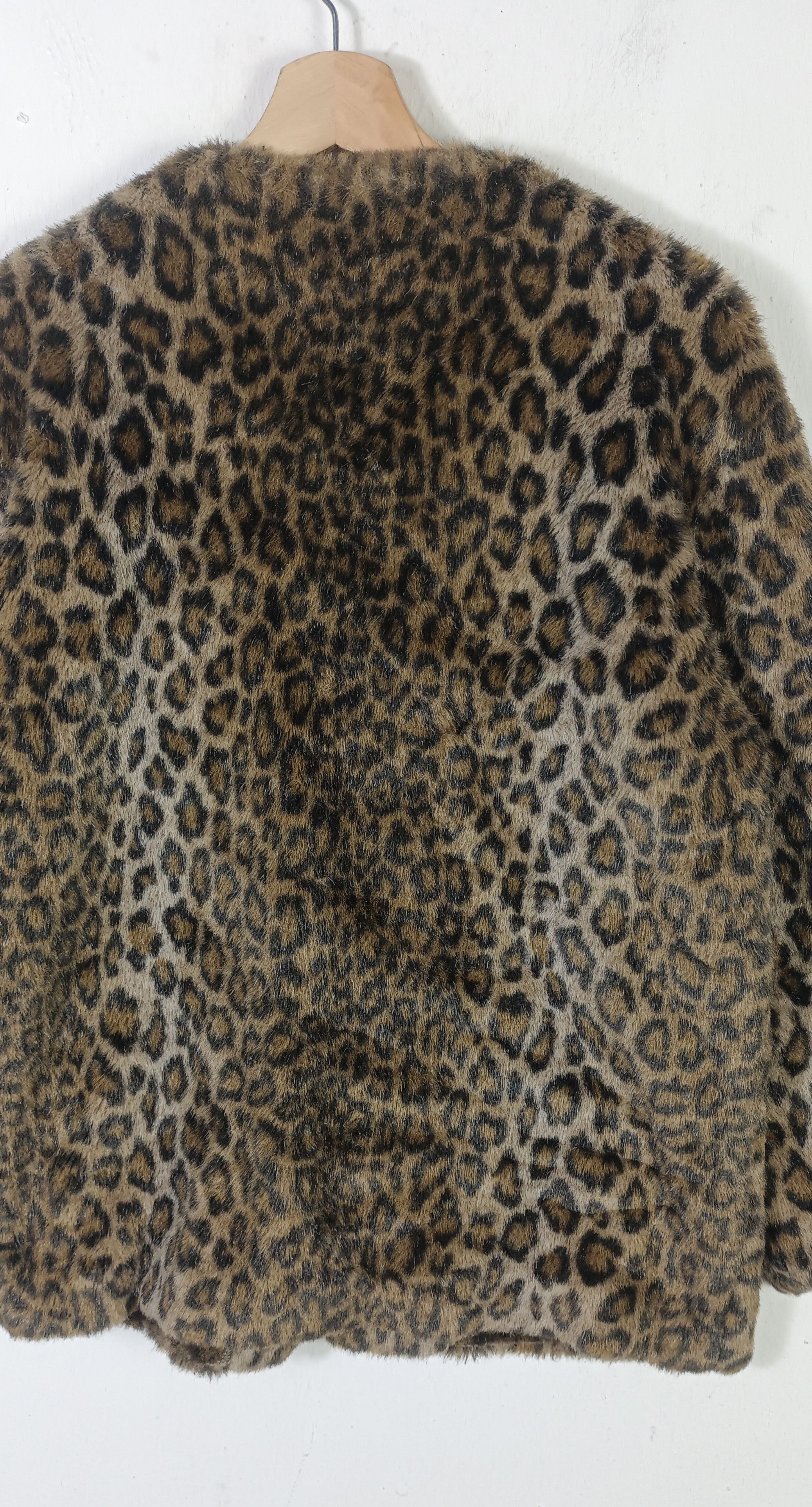 Japanese Brand Vintage🔥 Olive House Faux Fur Leopard Coat Size L / US 10 / IT 46 - 5 Thumbnail
