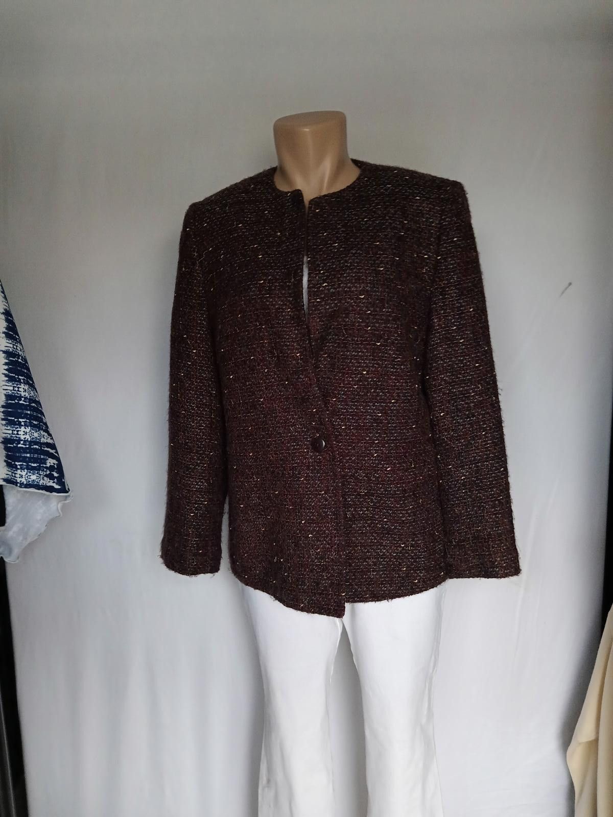 Designer KASPER Elegant Tweed Blazer Jacket Size XL / US 12-14 / IT 48-50 - 2 Thumbnail
