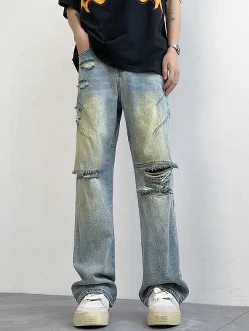 Japanese Brand × Jean Pants American street trend cleanfit men's ripped jeans Size US 32 / EU 48 - 2 Thumbnail