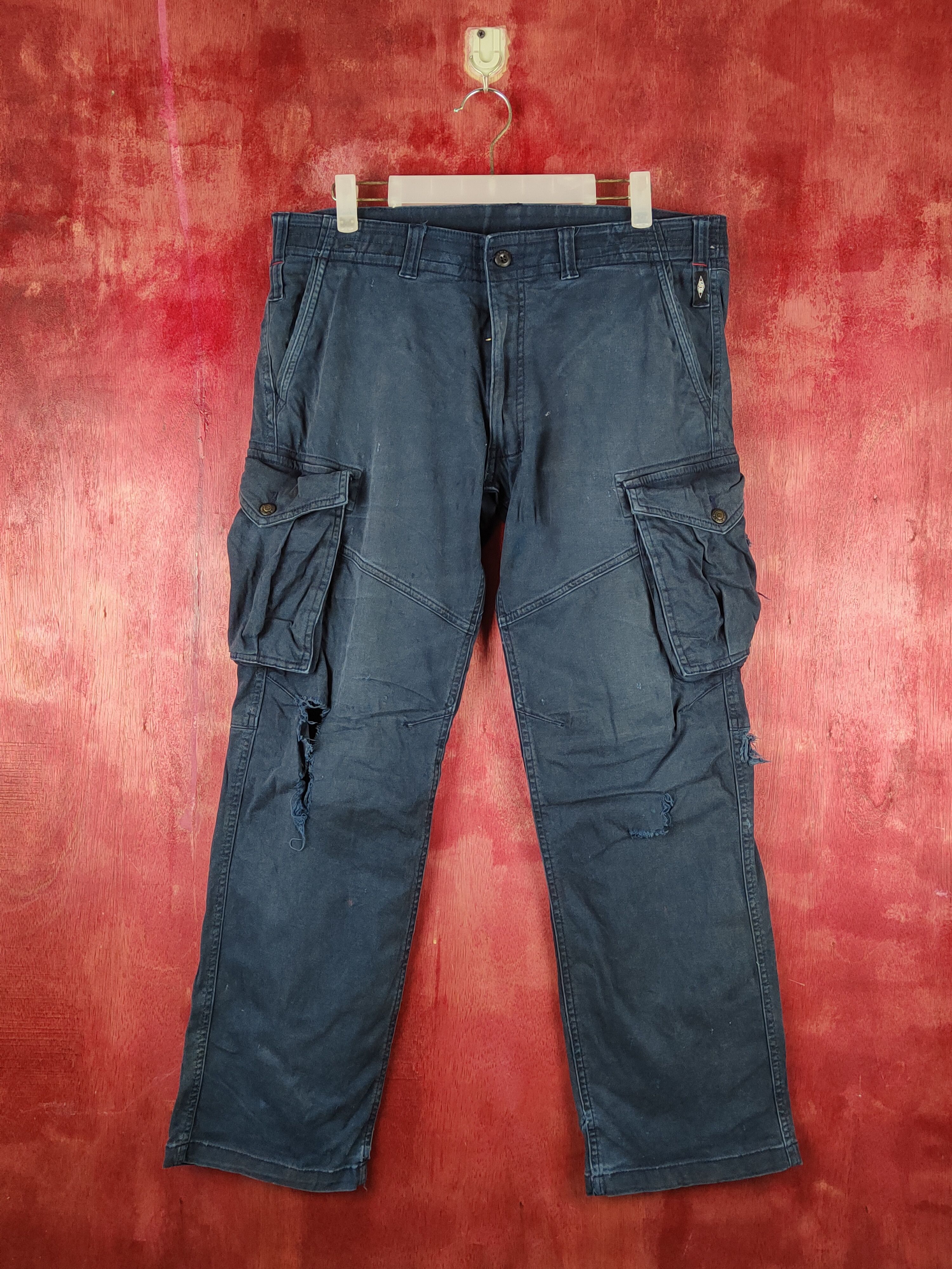 Japanese Brand Geride Dark Blue Multipocket Tactical Cargo Pants #S2152 Size US 34 / EU 50 - 1 Thumbnail