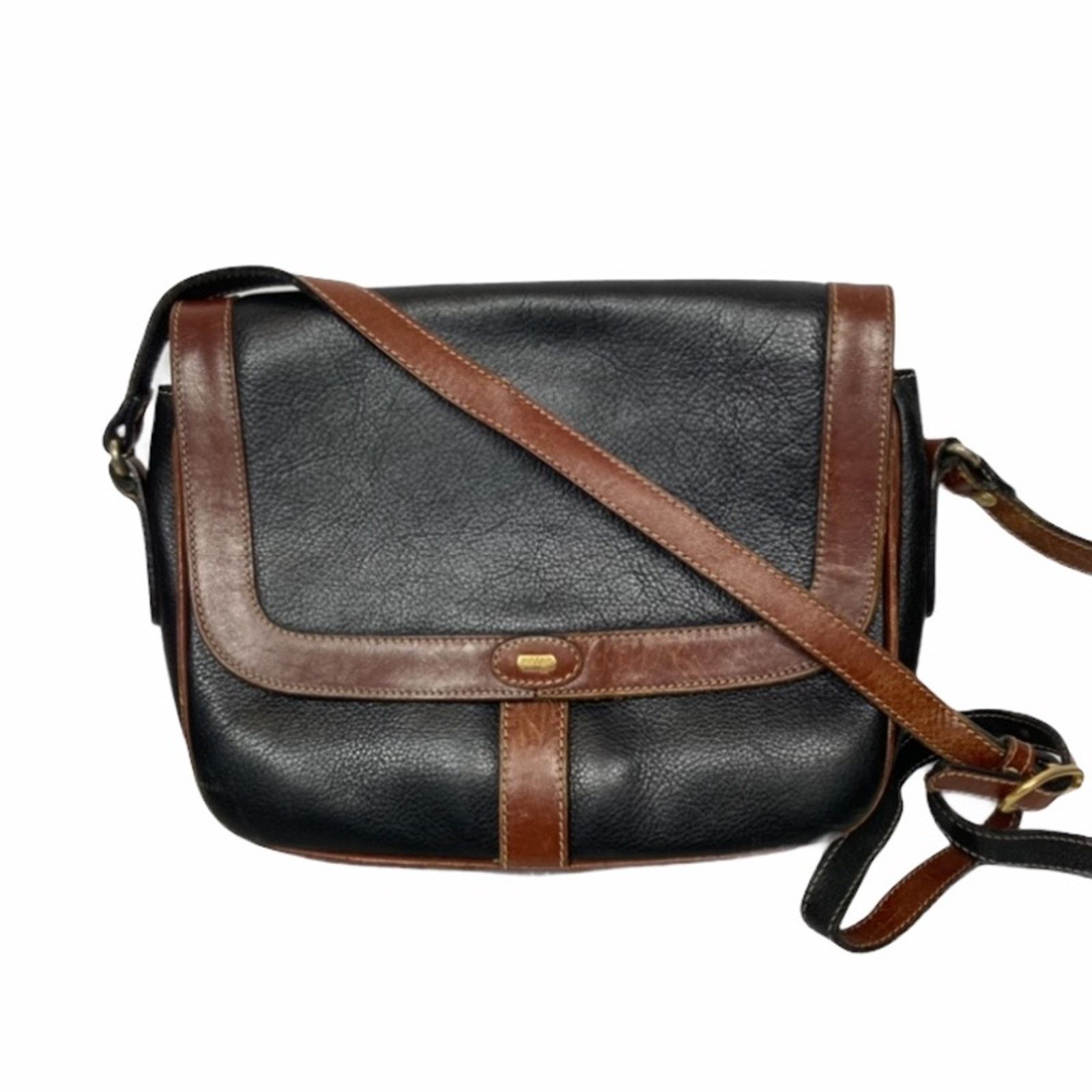 image of Vintage Bally Black Brown Leather Crossbody Bag, Women's