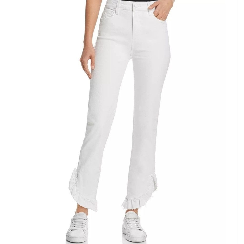Paige PAIGE Hoxton Straight Ruffle-Detail Ankle. Size 30.Inseam 27 Size 30" / US 8 / IT 44 - 1 Thumbnail
