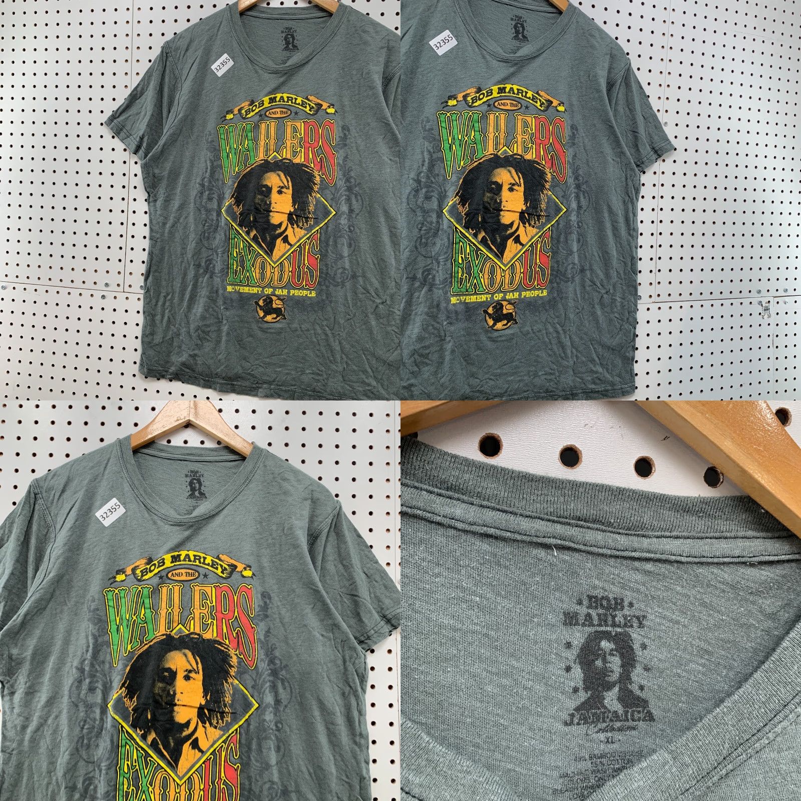 Vintage Bob Marley Rasta Shirt Mens Large Gray Potrait Graphic Jamaica 23x28.5 Vintage T-Shirt" Size US L / EU 52-54 / 3 - 8 Thumbnail