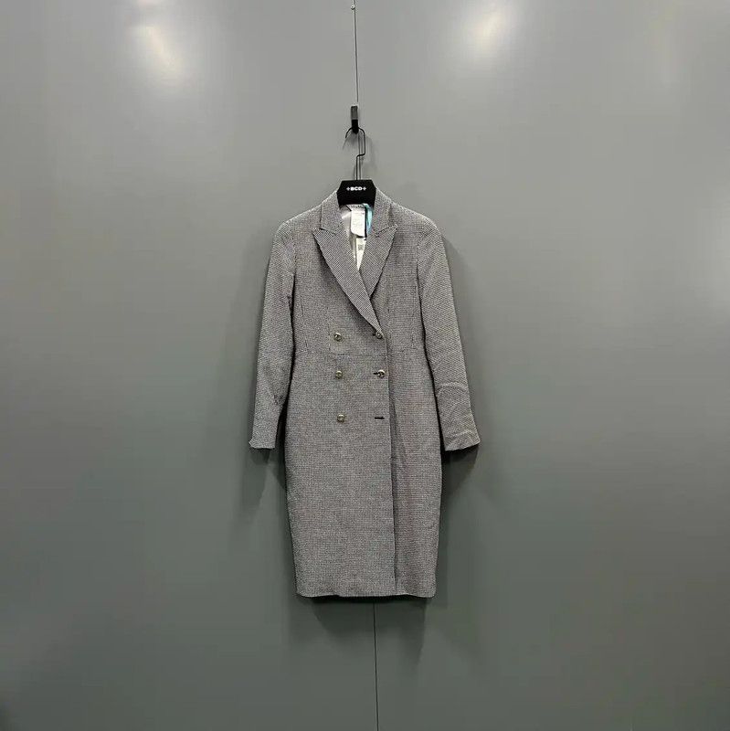 Max Mara MaxMara Gray Cotton Long Fall Coat 0089 Size ONE SIZE - 1 Thumbnail