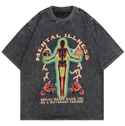 VIBE Hit Color Letter Flower Skull Skeleton Printed Tshirt Size US L / EU 52-54 / 3 - 3 Thumbnail