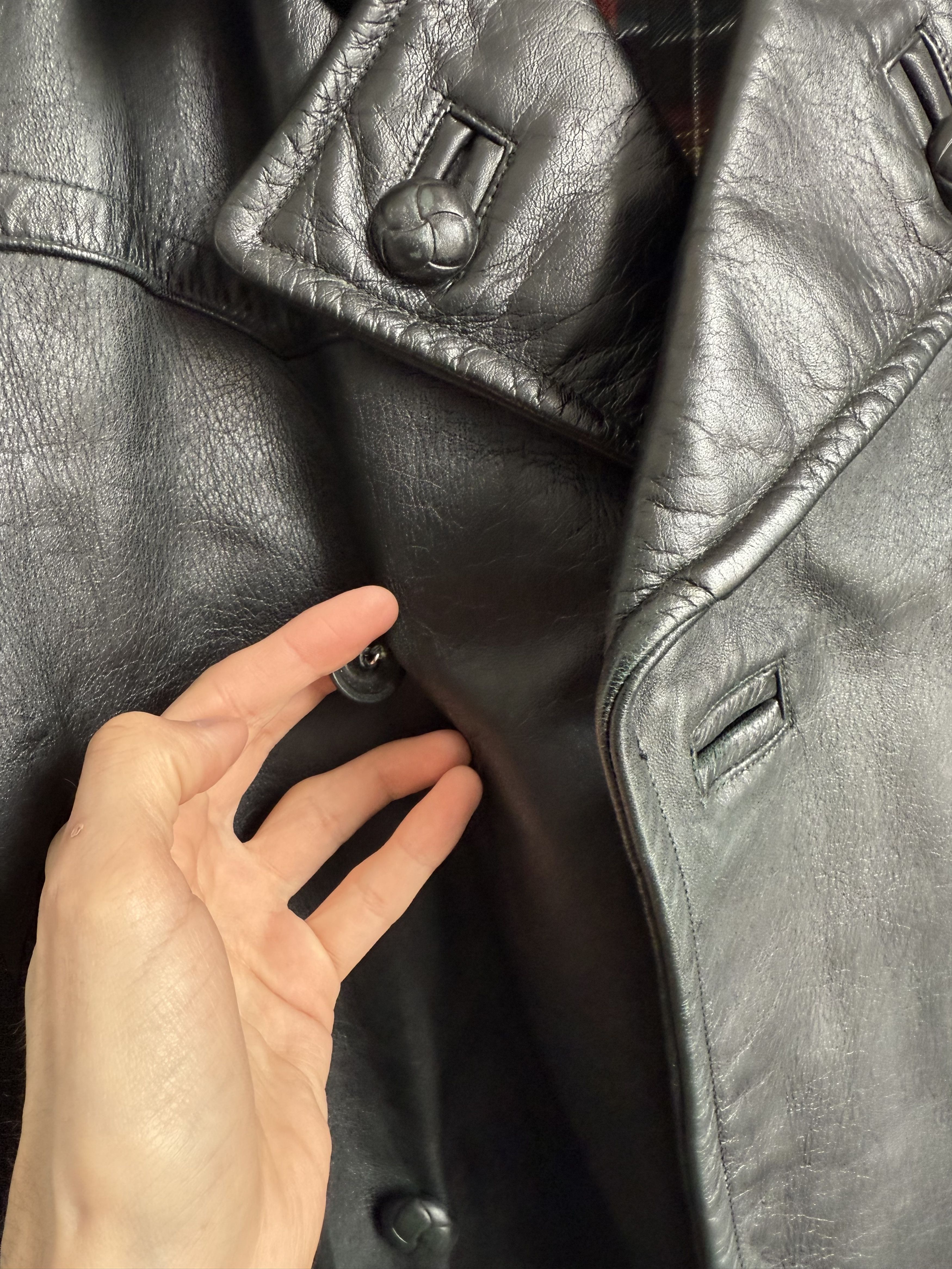 Vintage Vintage German Leather Trench Coat Ledermantel Black Size US M / EU 48-50 / 2 - 9 Thumbnail
