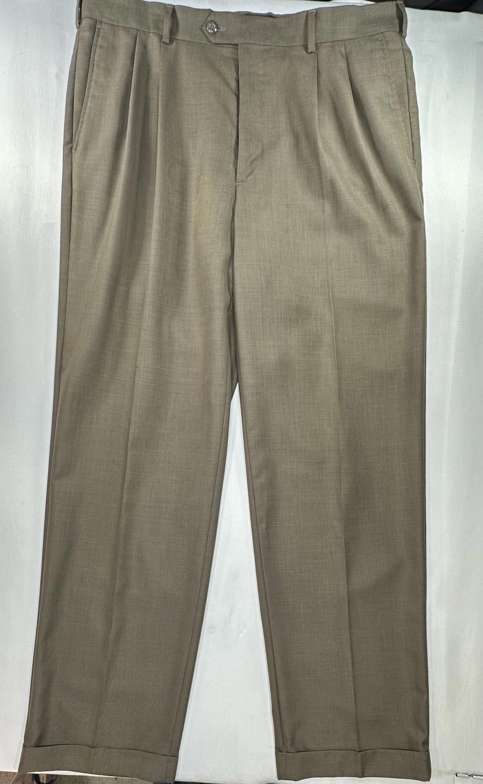 Perry Ellis Perry Ellis Pleated Straight Leg Dress Pants Brown Men 38/34 Size US 38 / EU 54 - 1 Thumbnail