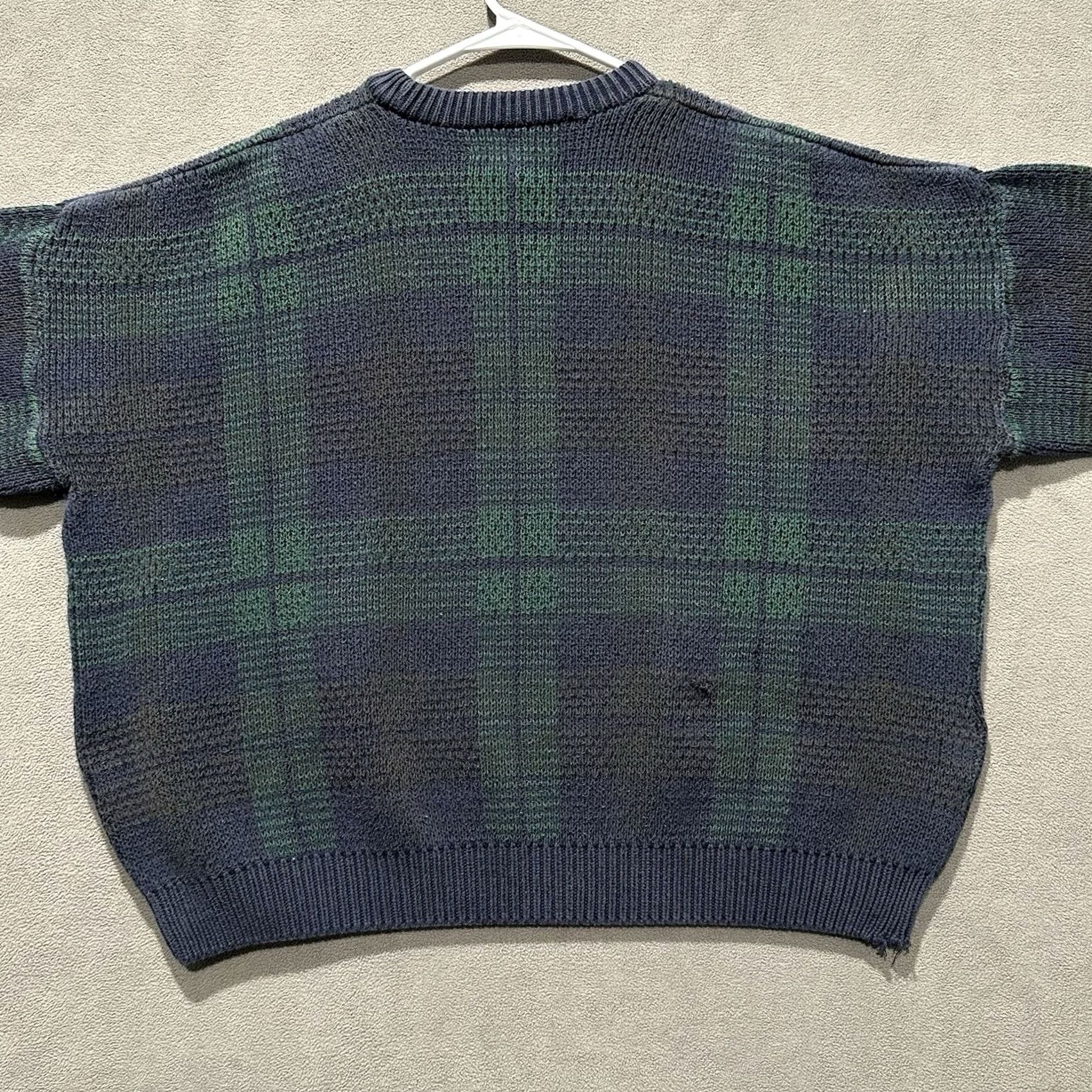 Lands' End VINTAGE Lands End Sweater Mens XL Green Blue Plaid Knit Boxy Made In USA 90s Classic Size US M / EU 48-50 / 2 - 2 Thumbnail