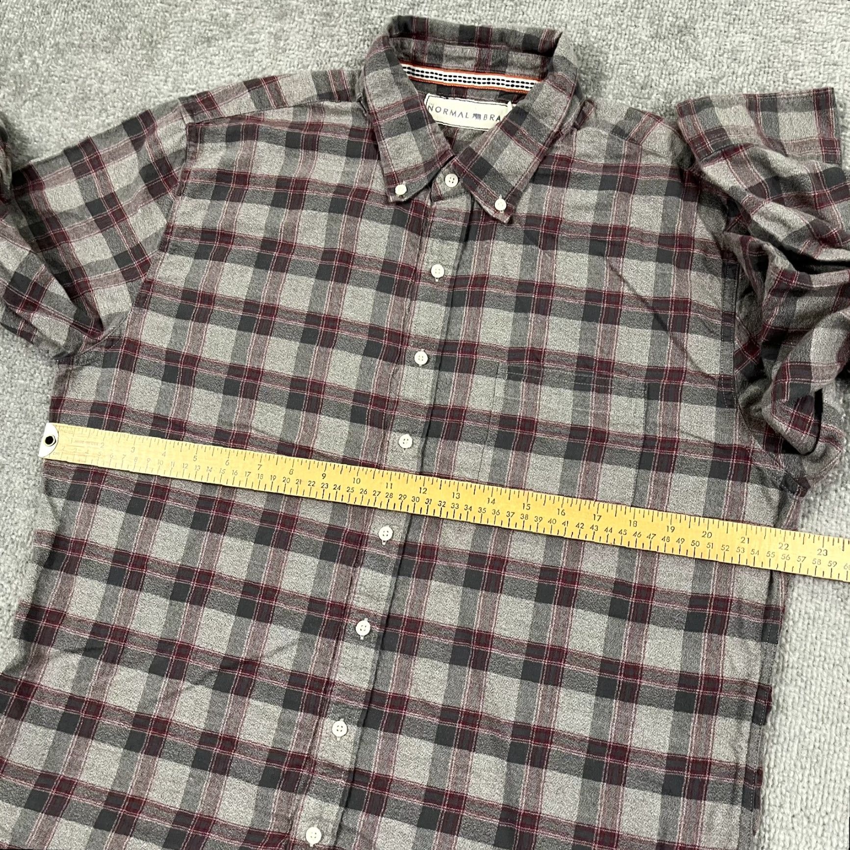 J Brand The Normal Brand Flannel Shirt XL Gray Red Plaid Button-Up Outdoor Mens Size US XL / EU 56 / 4 - 6 Thumbnail