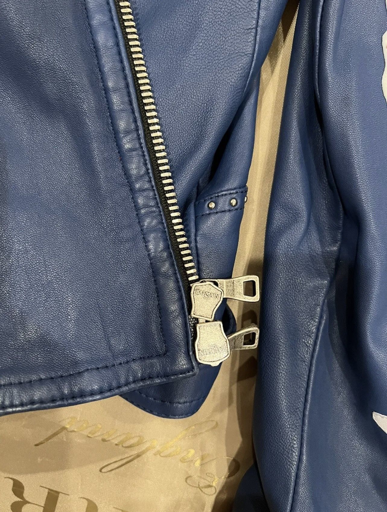 Balmain Balmain Men's Blue leather Leather Jacket size 50 $5000 Size US M / EU 48-50 / 2 - 3 Thumbnail