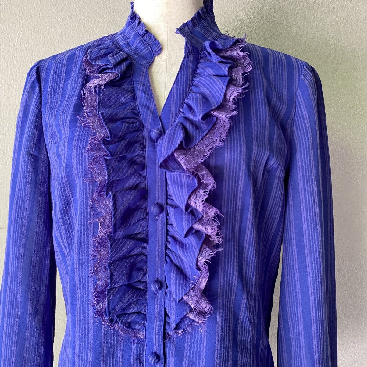 Pierre Cardin Pierre Cardin Purple Sheer Ruffle Blouse Size M / US 6-8 / IT 42-44 - 25 Thumbnail