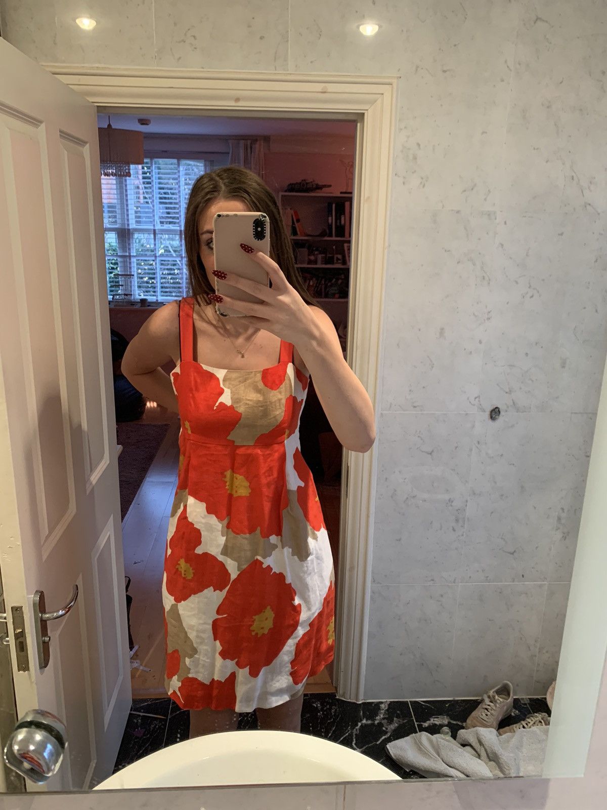 Other Orange Floral Mid-Length Jesiré Dress Size M / US 6-8 / IT 42-44 - 2 Thumbnail