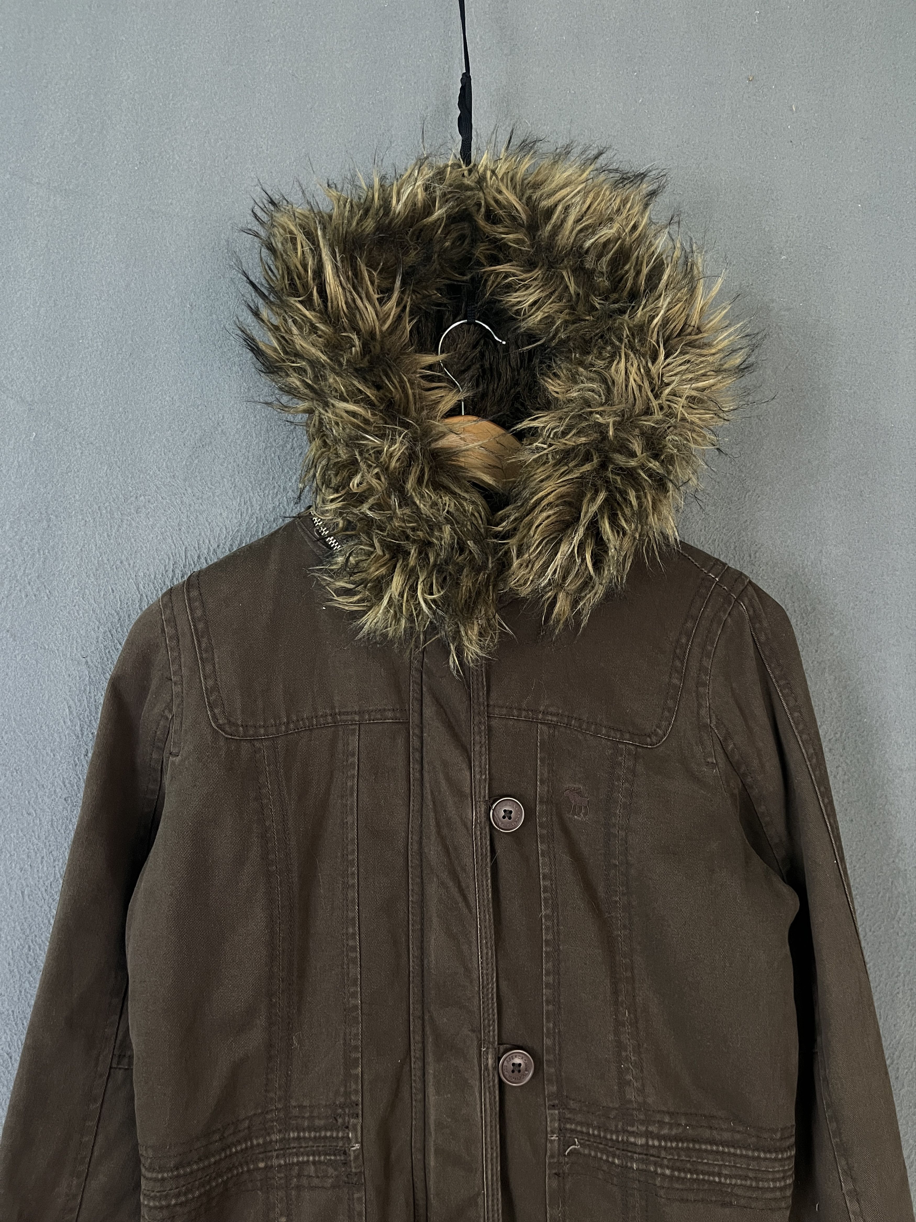 Abercrombie & Fitch 🔥Vintage Abercrombie Full Fur Hoodie Parka Jacket Size L / US 10 / IT 46 - 3 Thumbnail