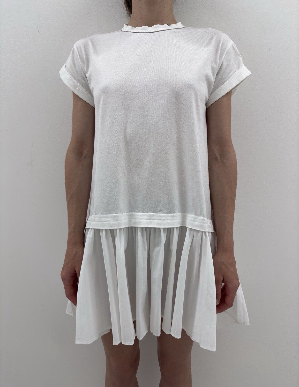 Brunello Cucinelli Brunello Cucinelli White Cotton Dress Size 10 Size L / US 10 / IT 46 - 5 Thumbnail