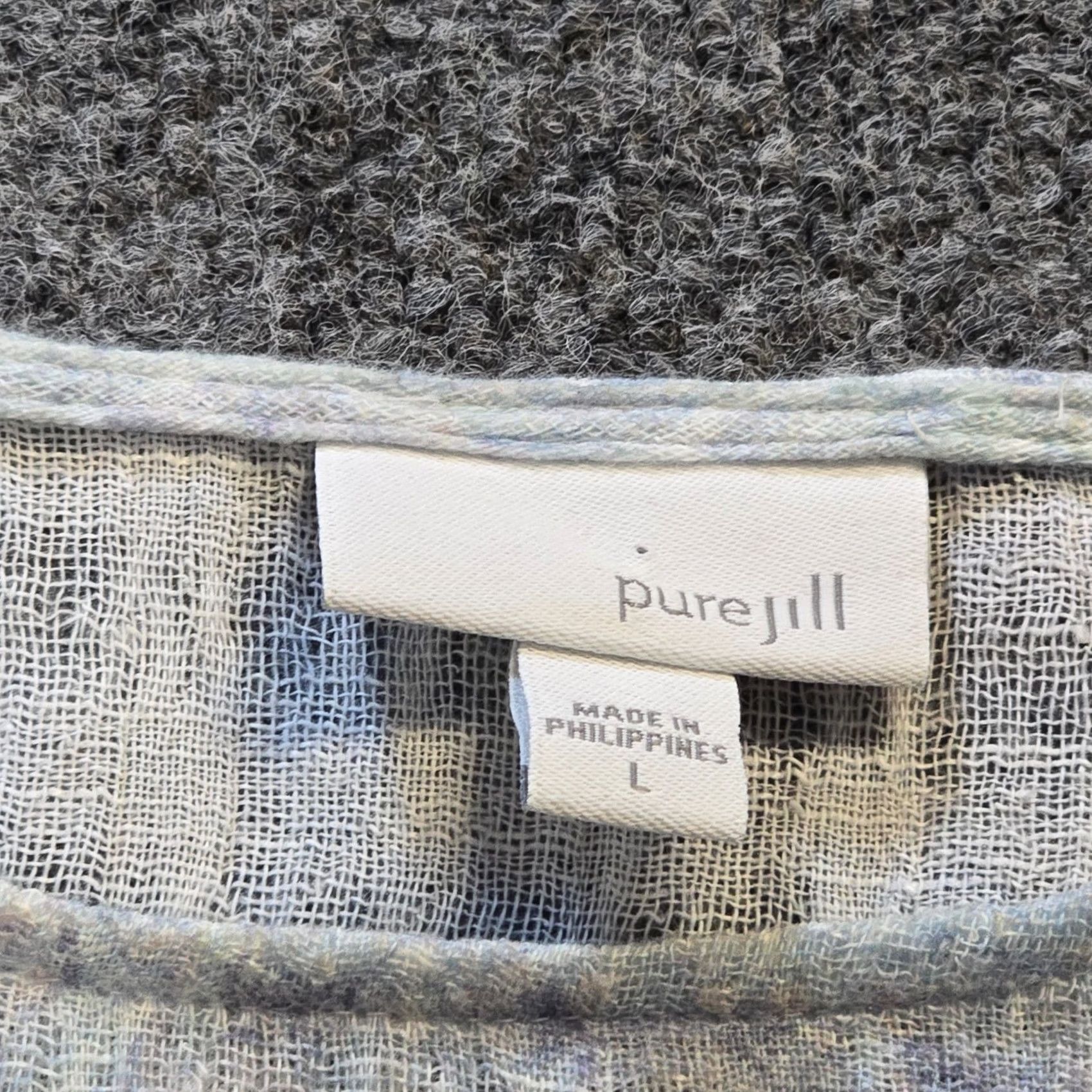 J. Jill J Jill Top Womens Large Purple Linen Blend Watercolor Short Sleeve Sheer Casual Shirt Size L / US 10 / IT 46 - 3 Thumbnail