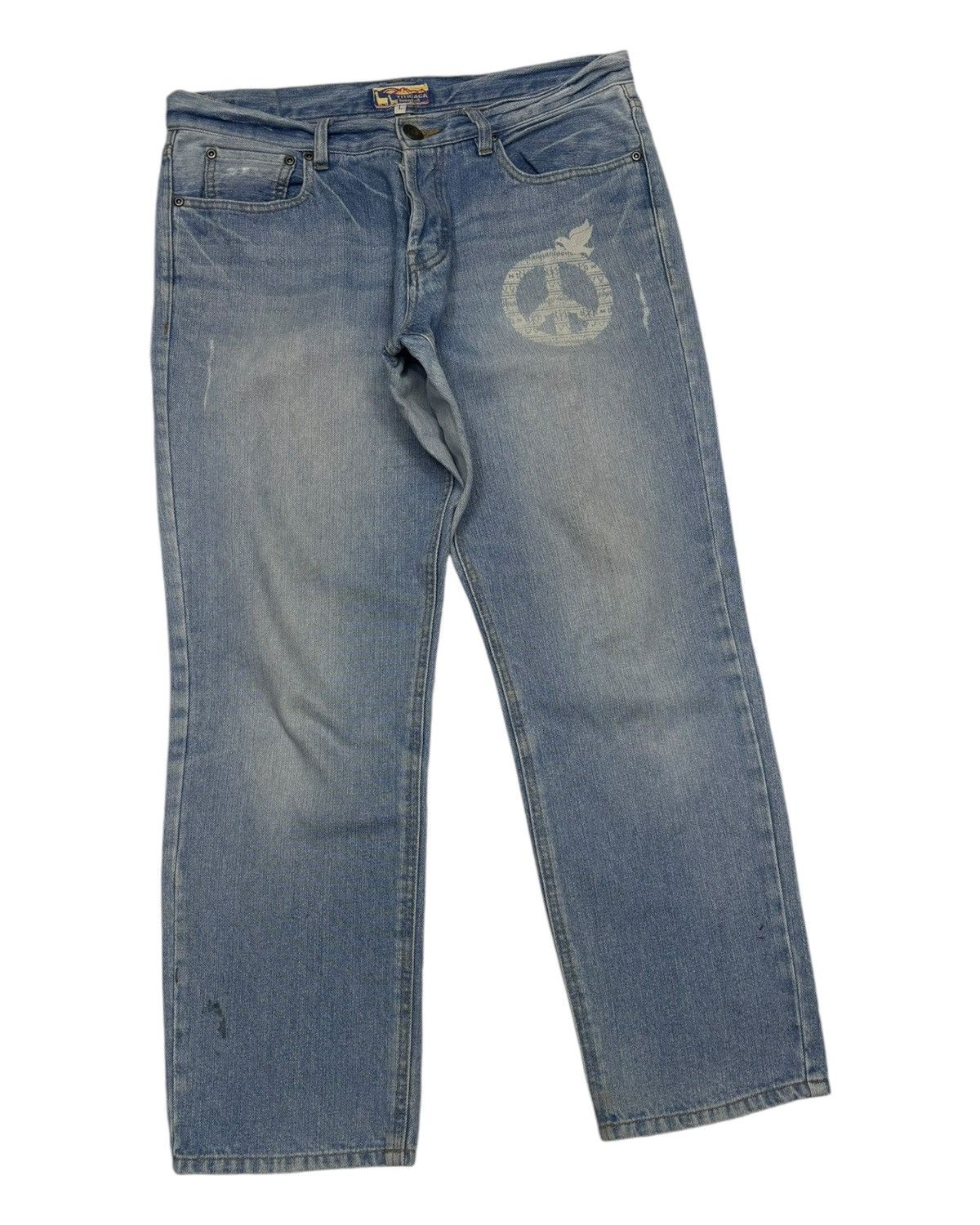 Kapital Vintage Titicaca ☮️ Logo Distressed Denim Jeans Size US 32 / EU 48 - 5 Thumbnail