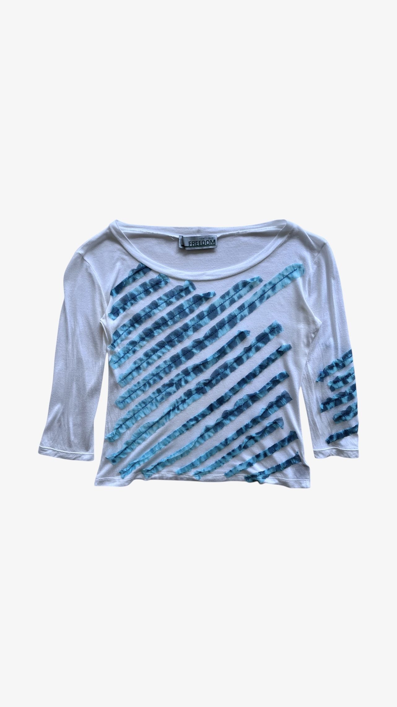 Roberto Cavalli Vintage Y2K Women's Robert Cavalli Striped Long Sleeve Top Size XS / US 0-2 / IT 36-38 - 1 Thumbnail