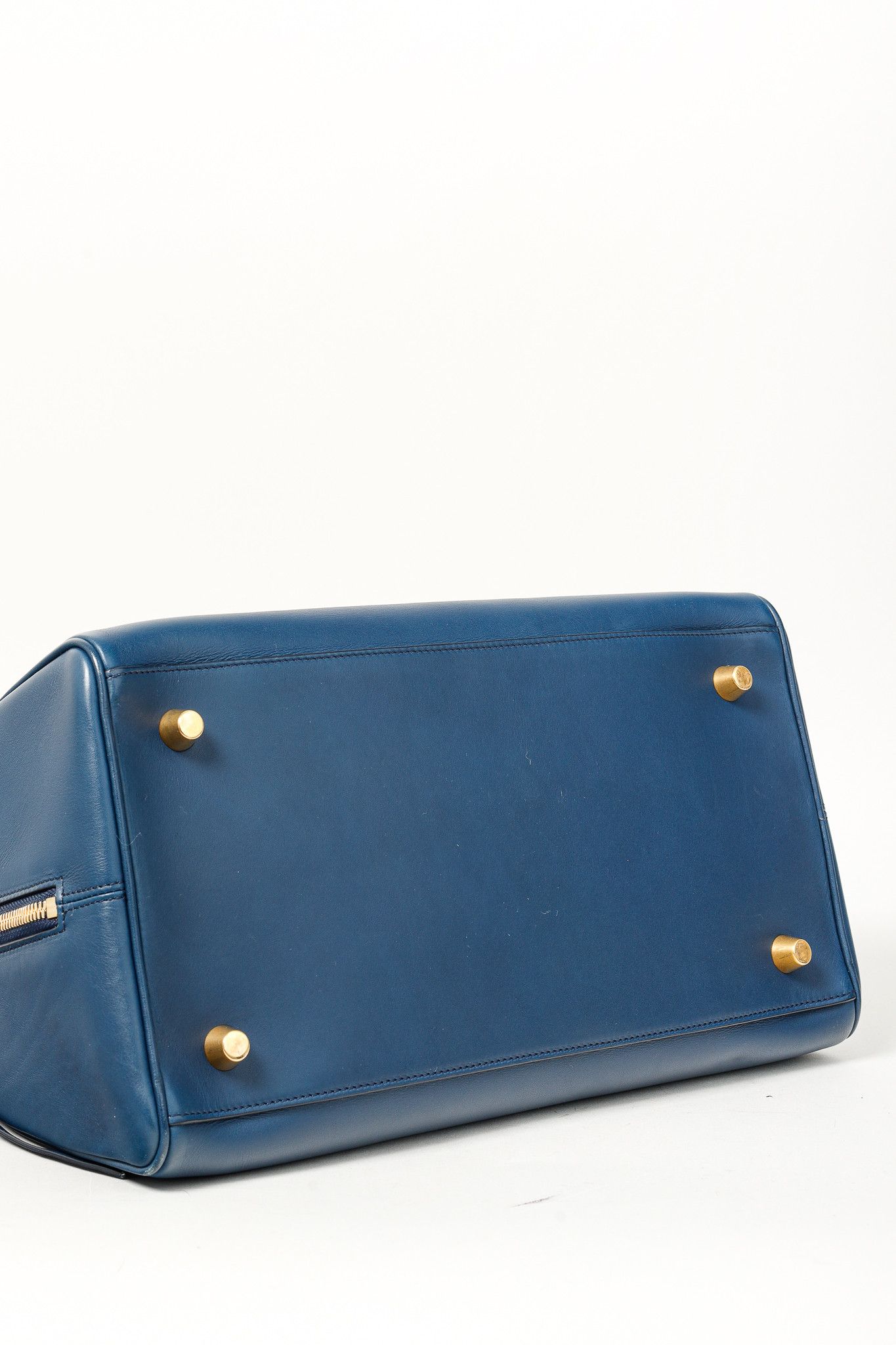 Celine Celine AW/14 Top Handle Blue Leather Brown-Trim Bag Size ONE SIZE - 5 Thumbnail