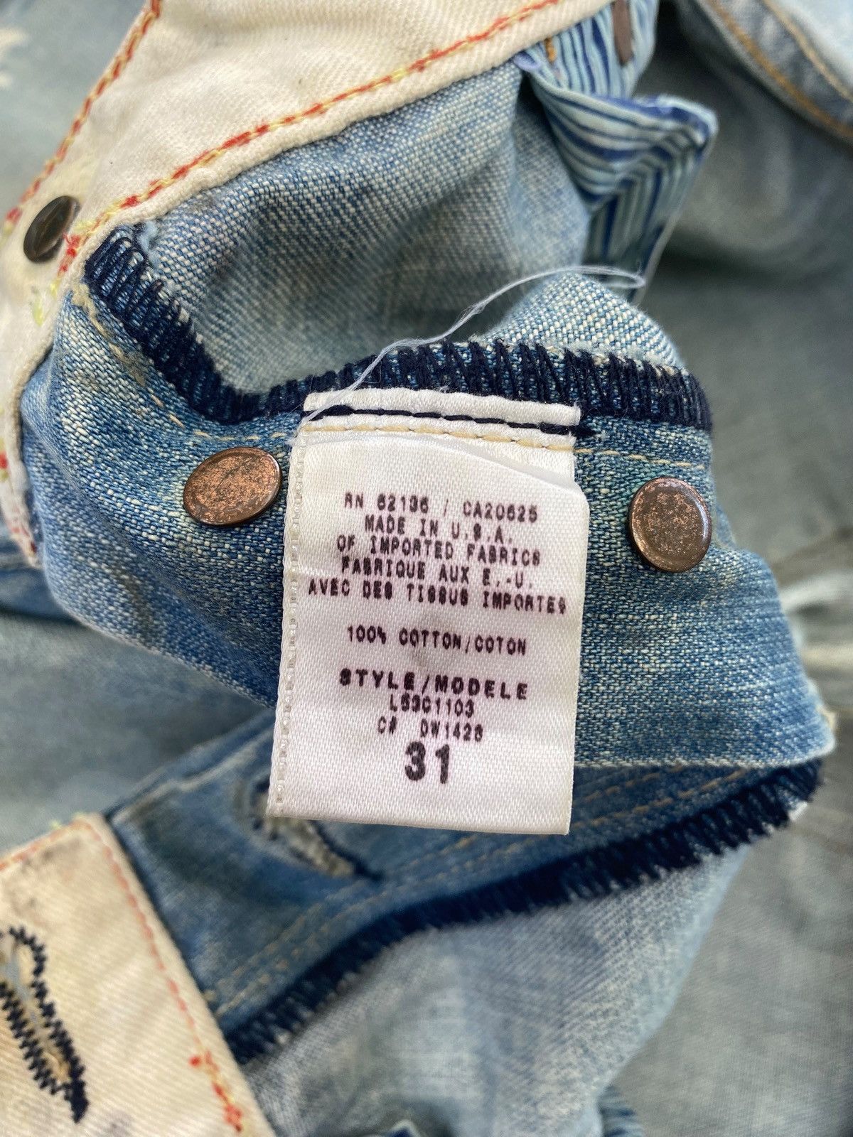 Los Angeles Apparel Los Angeles Light Faded Wash Style Ripped Jeans Size US 31 - 10 Thumbnail