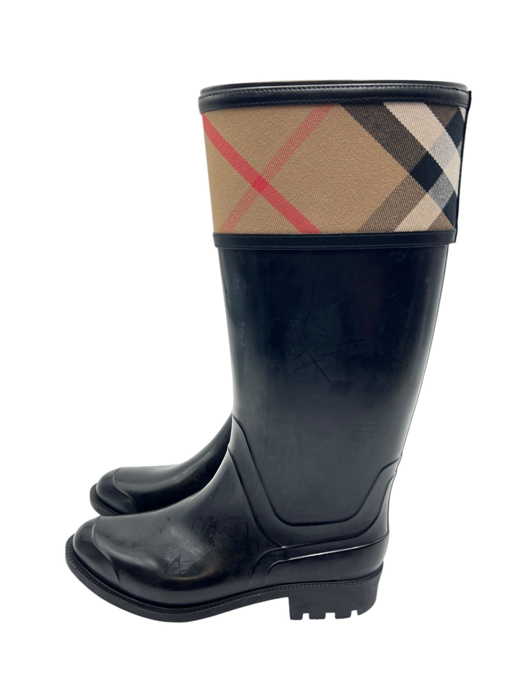 Burberry Burberry Black Rubber Rain Boots Size EU:38 US:8 Size US 8 / IT 38 - 1 Thumbnail