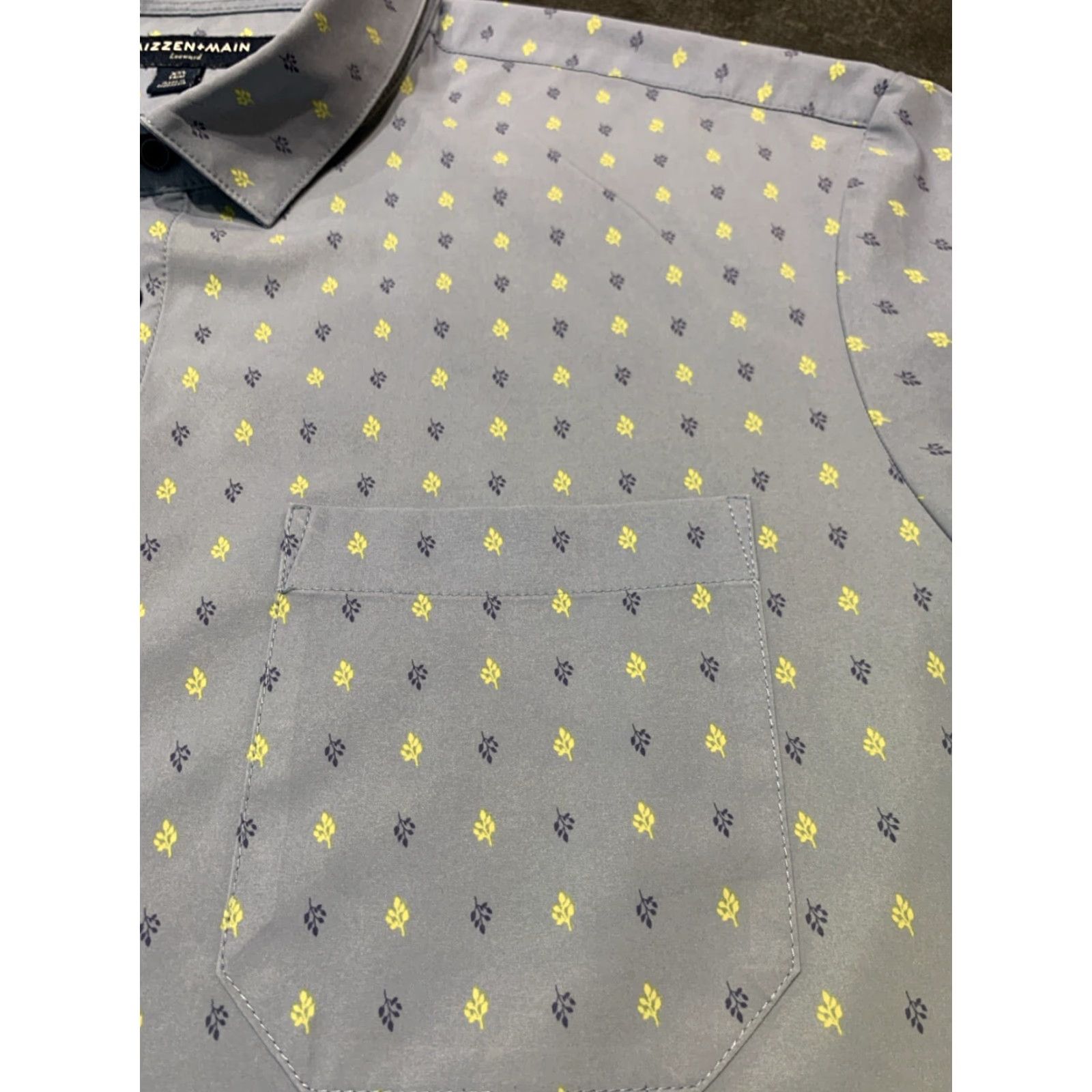 Mizzen+Main Mizzen+Main Men’s Trim Fit Short Sleeve Button-Up Shirt 2XL Blue Tropical Floral Print Size US XXL / EU 58 / 5 - 3 Thumbnail