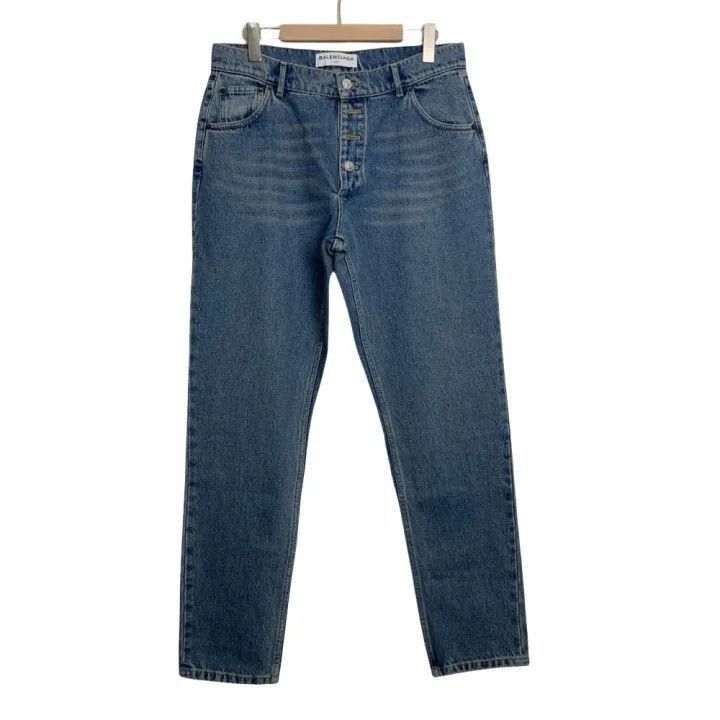 Balenciaga Balenciaga Blue Double Pocket Straight Leg Jeans 0079-2507 Size 41" - 1 Thumbnail