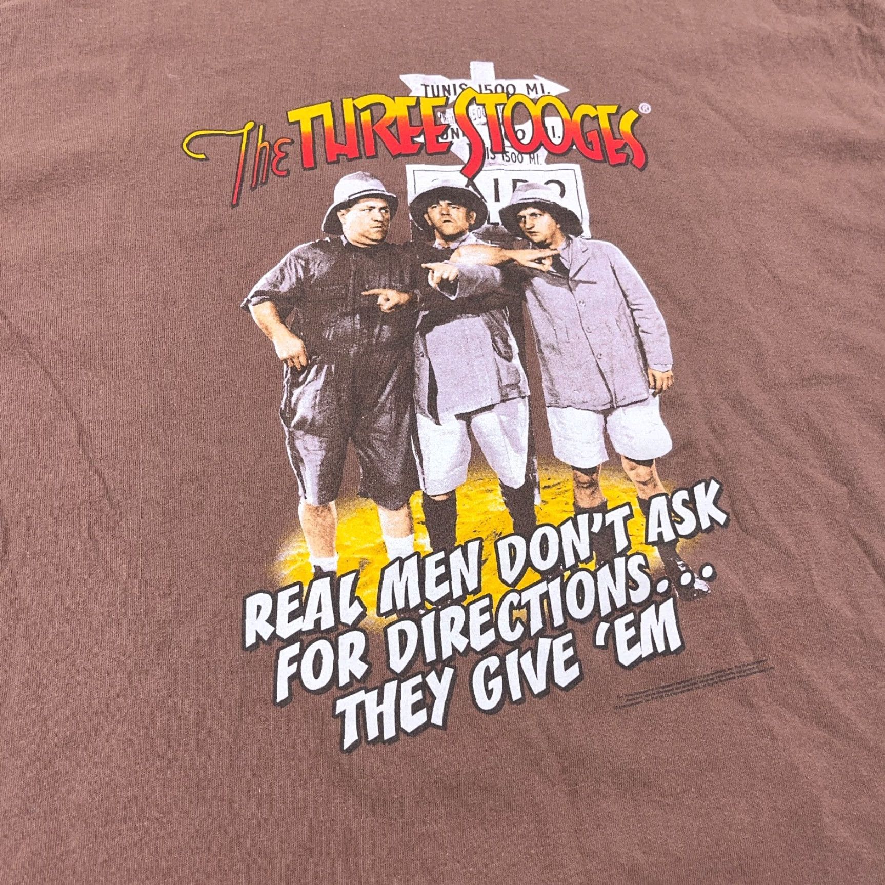 Gildan Vintage Y2K Three Stooges Shirt Men XL Brown Tee Movie TV Show Promo Stooge Shirt Size US XL / EU 56 / 4 - 4 Thumbnail