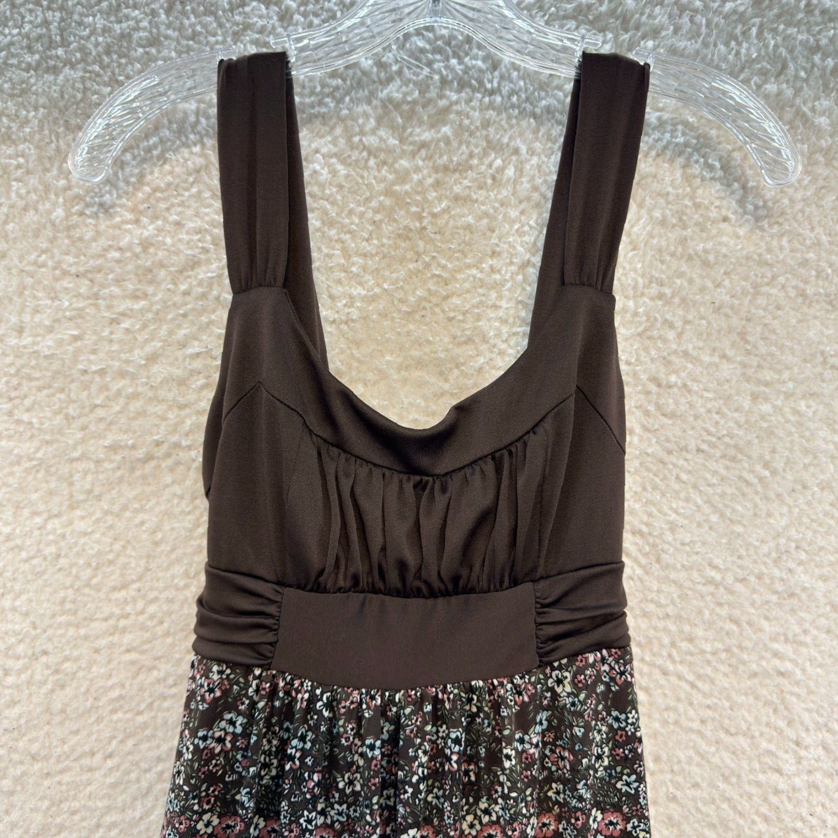 Vintage VINTAGE Maurices Maxi Dress XS Brown Ditsy Floral Bohemian Slinky Stretch Boho Bohemian Women Girls Mens Size XS / US 0-2 / IT 36-38 - 3 Thumbnail