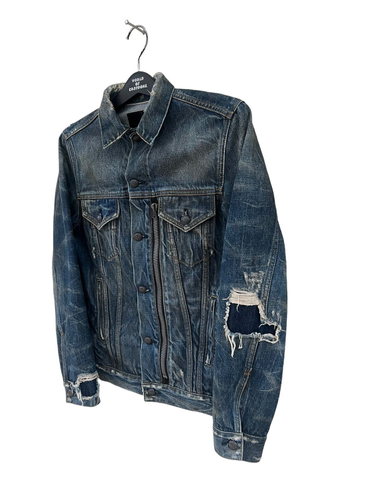 R13 R13 Italy Distressed Waxed Denim Trucker Jacket Type 3 Size US XS / EU 42 / 0 - 10 Thumbnail