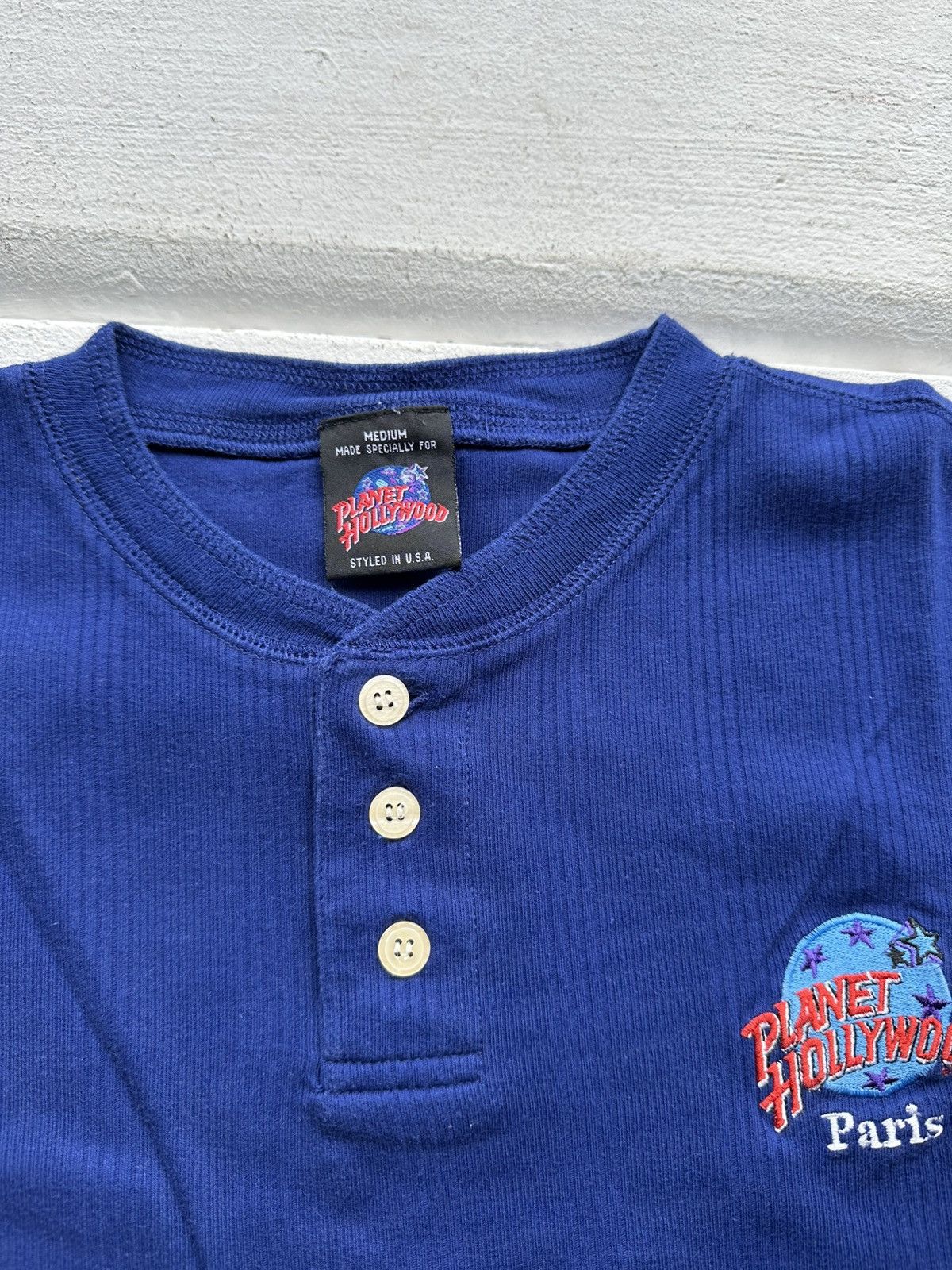 Planet Hollywood × Vintage VNTG🚨 90s Planet Hollywood tee shirt blue usa y2k button Size US M / EU 48-50 / 2 - 4 Thumbnail