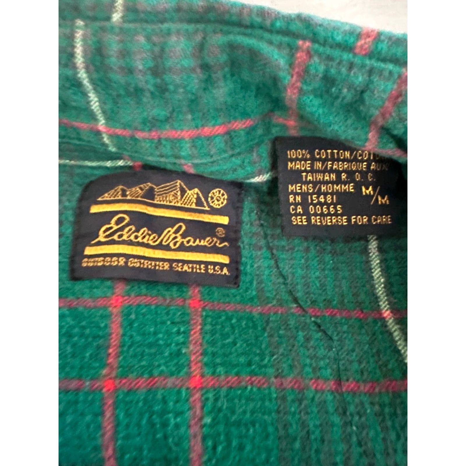 Eddie Bauer Eddie Bauer Mens Shirt Medium Green Plaid Pocketed Long Sleeve Cotton Flannel Shirt Size US M / EU 48-50 / 2 - 3 Thumbnail