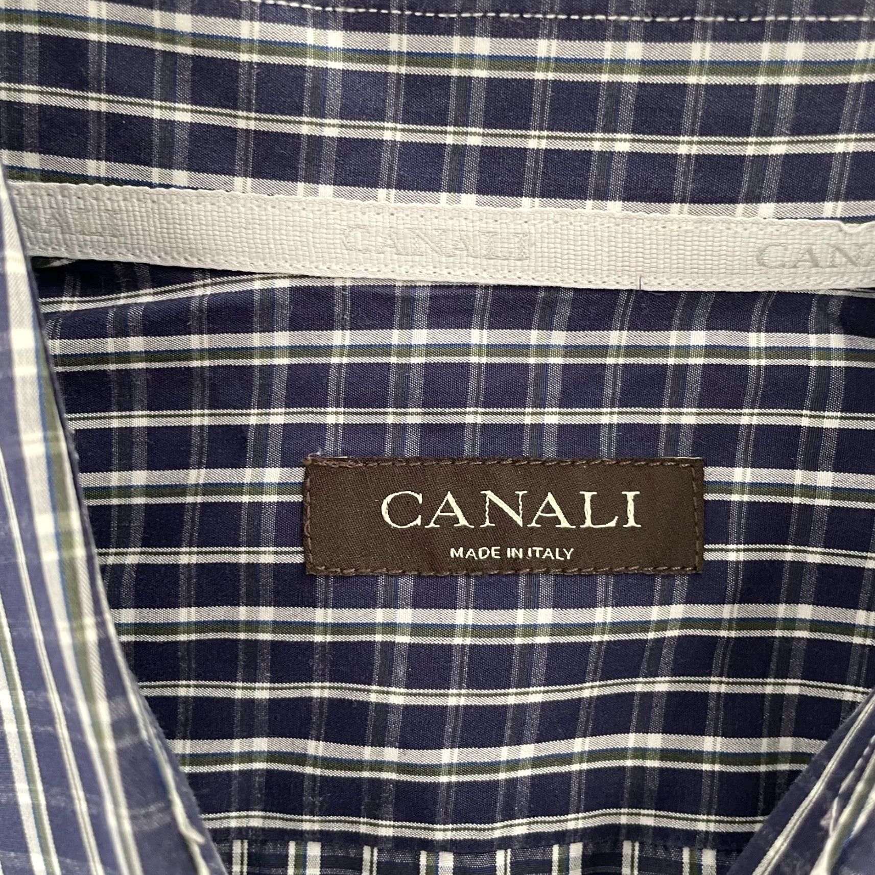 Canali VINTAGE Canali Dress Shirt Men Large Blue Plaid Long Sleeve Cotton Italy Classic 90s Size US L / EU 52-54 / 3 - 7 Thumbnail