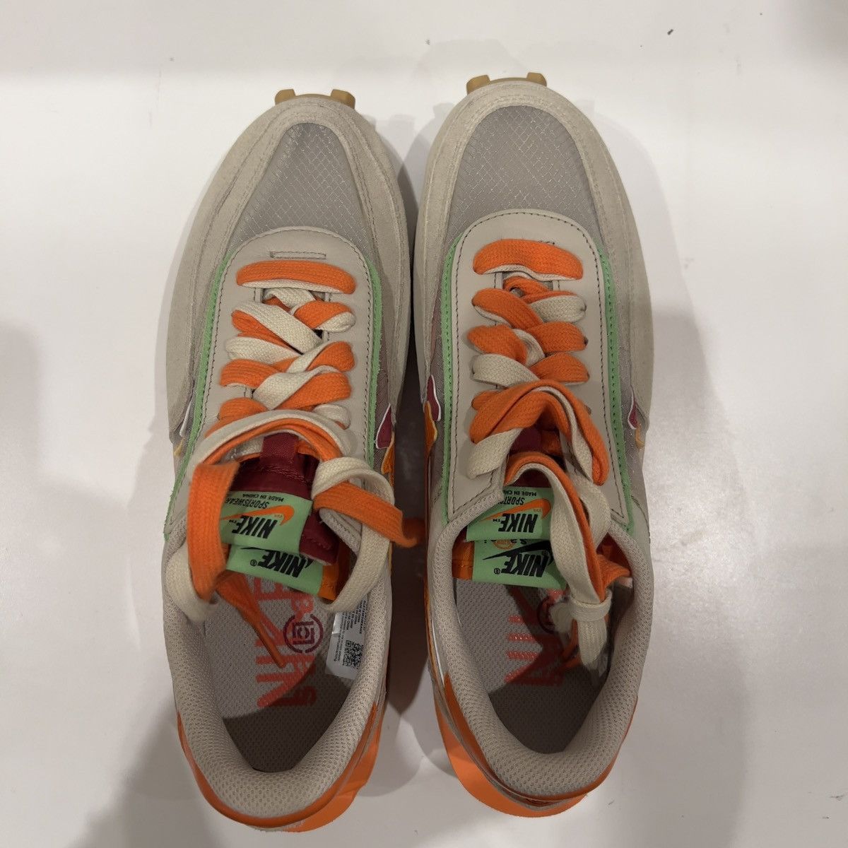 CLOT × Nike × Sacai Nike Waffle x Sacai CLOT Kiss Of Death Net Orange Blaze Size US 8.5 / EU 41-42 - 5 Thumbnail