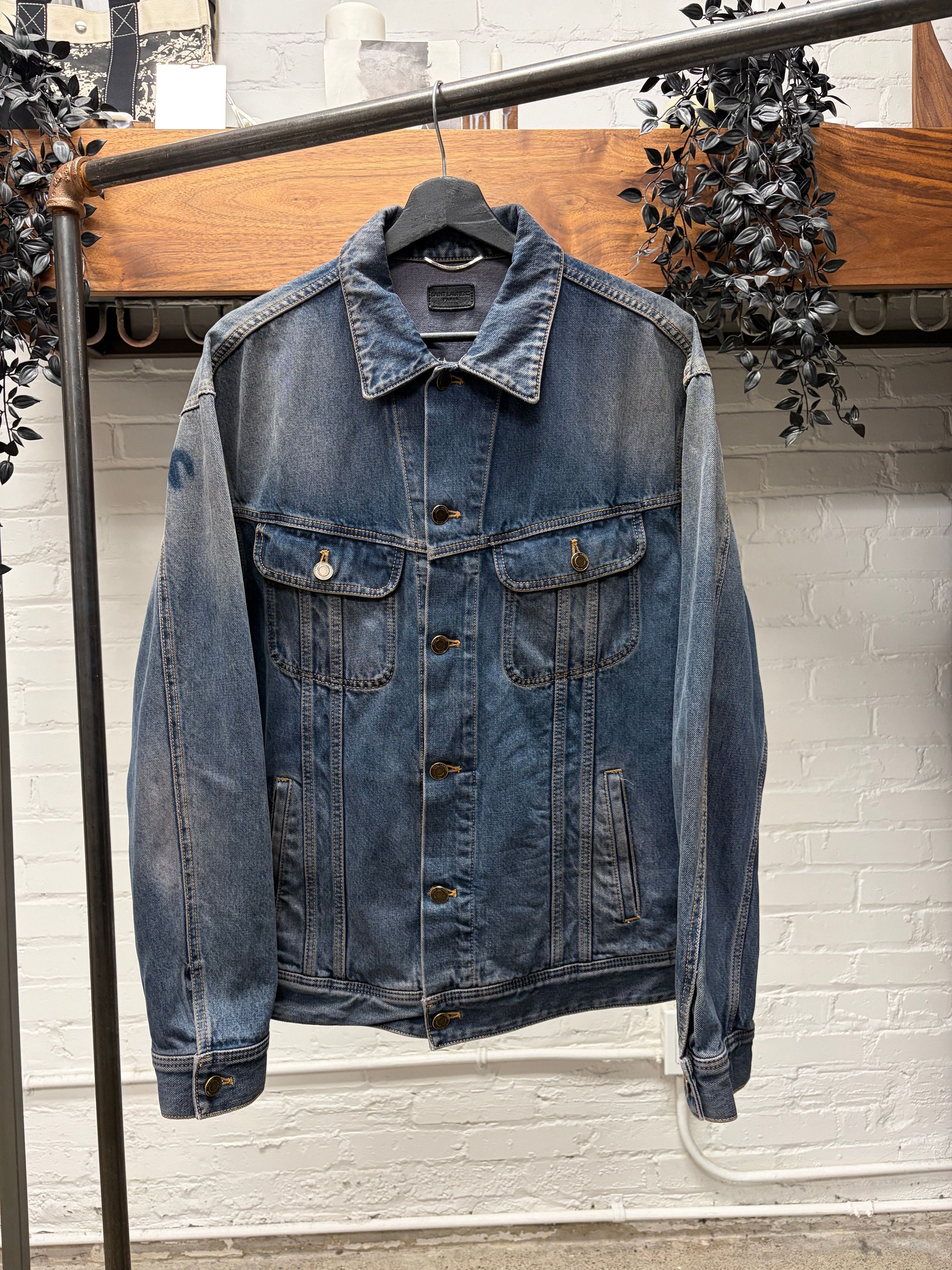Saint Laurent Paris Saint Laurent ‘Garment Dyed’ Blue Denim Trucker Jacket Size US L / EU 52-54 / 3 - 1 Thumbnail