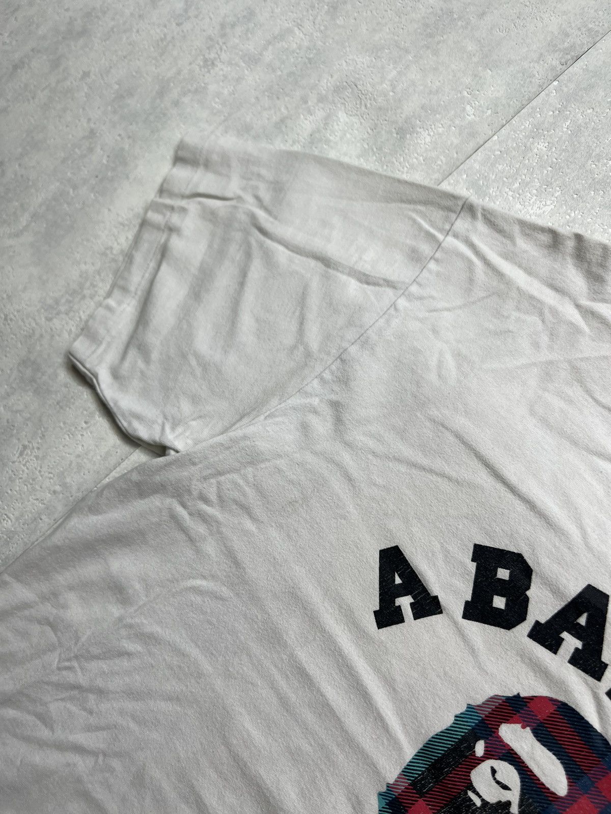 Bape A BATHING APE COLLEGE CHECK HEAD LOGO TEE Size US XL / EU 56 / 4 - 8 Thumbnail