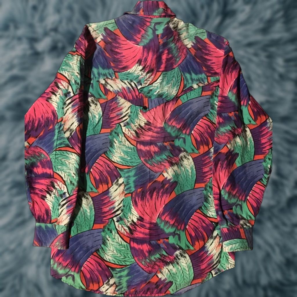 VINTAGE Roper Abstract Western Shirt L Men Green Button-Up 80s 90s Surf Skate Cowboys AOP USA 70s 80s Southwestern Rockabilly Heritage Heroes