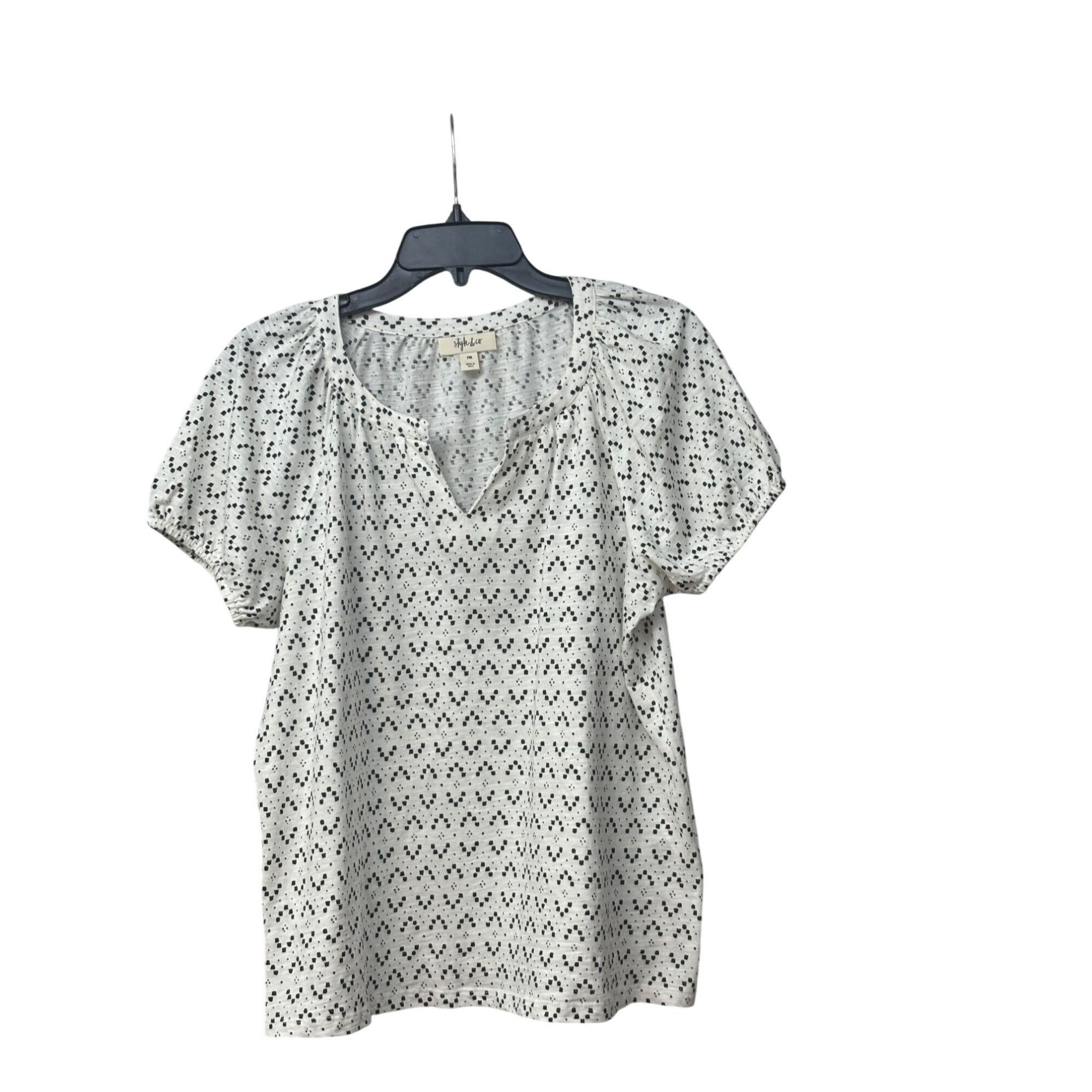 Style & Co Style & Co Women’s Petites Reglan Sleeve Printed Split Neck Size M / US 6-8 / IT 42-44 - 8 Thumbnail