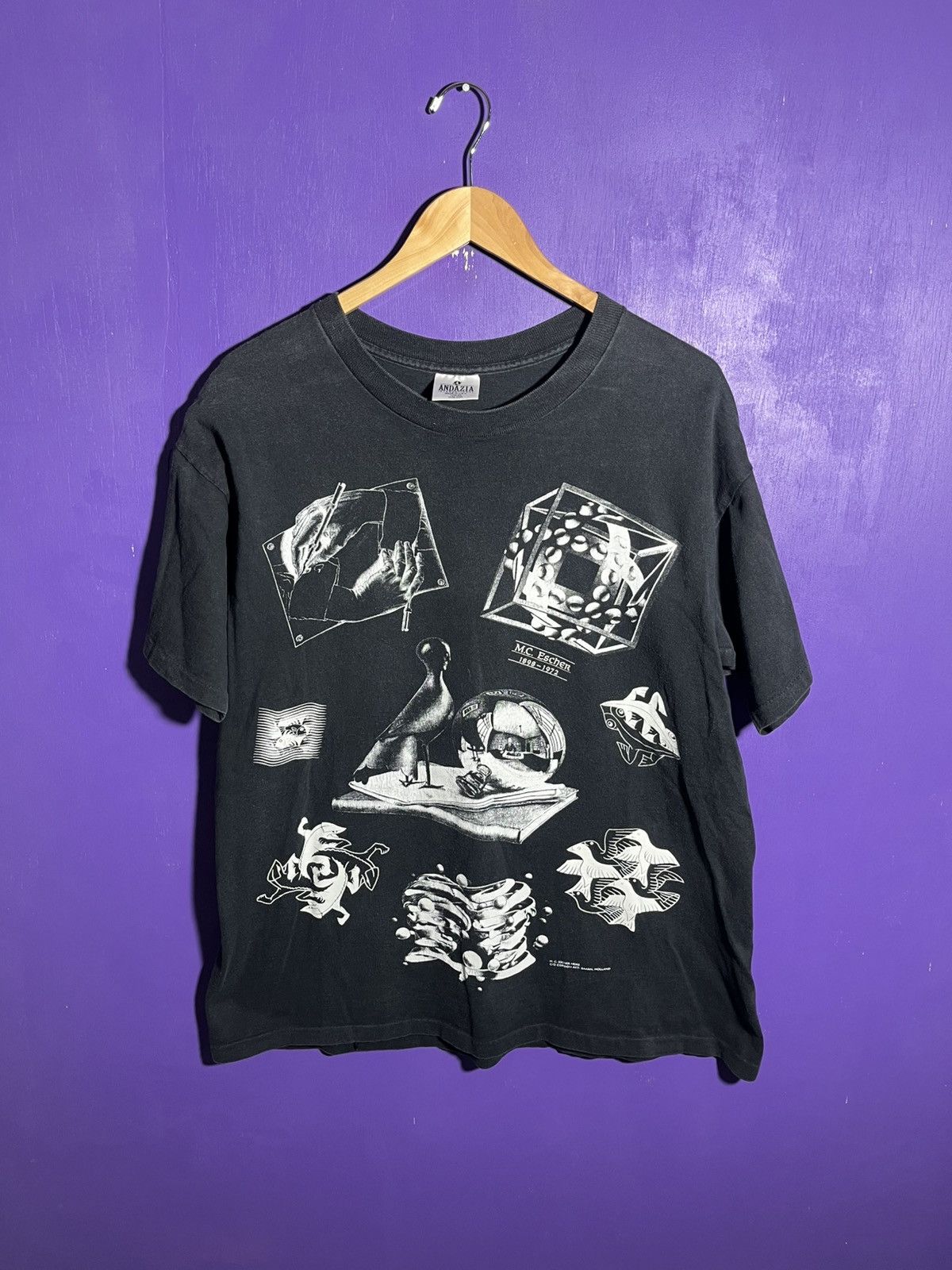 Vintage Vintage 90s MC Escher memorial AOP art tee Size US L / EU 52-54 / 3 - 1 Thumbnail