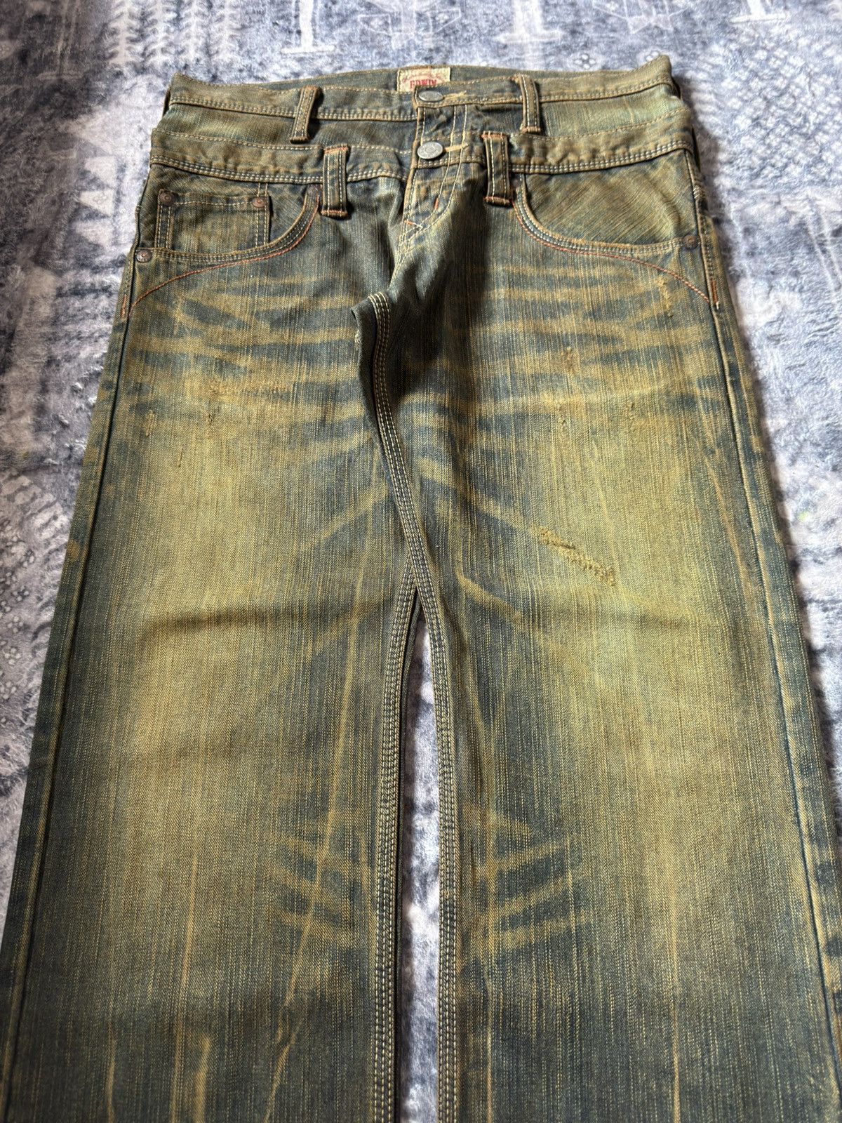 If Six Was Nine Edwin Japan Psychedelic Mud Wash Fade Double Waist Jeans Size US 30 / EU 46 - 3 Thumbnail