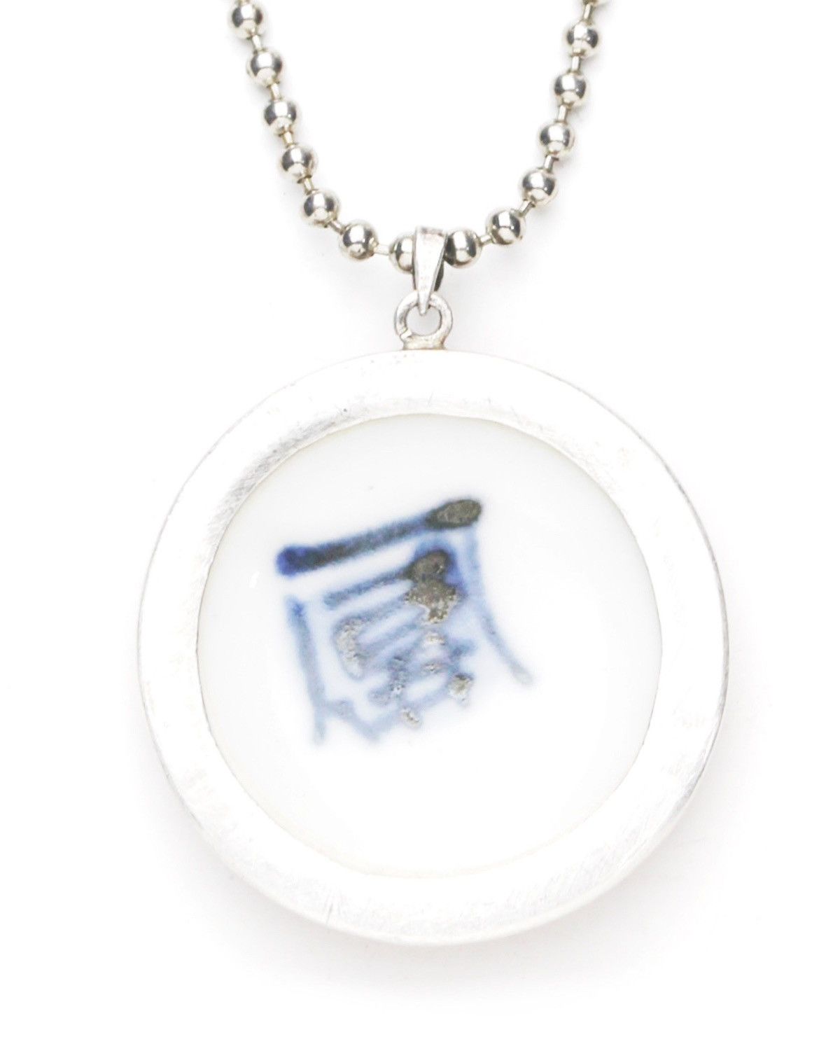 Vintage 1990S JAPANESE HANDCRAFTED CERAMIC & SILVER PENDANT NECKLACE Size ONE SIZE - 1 Thumbnail