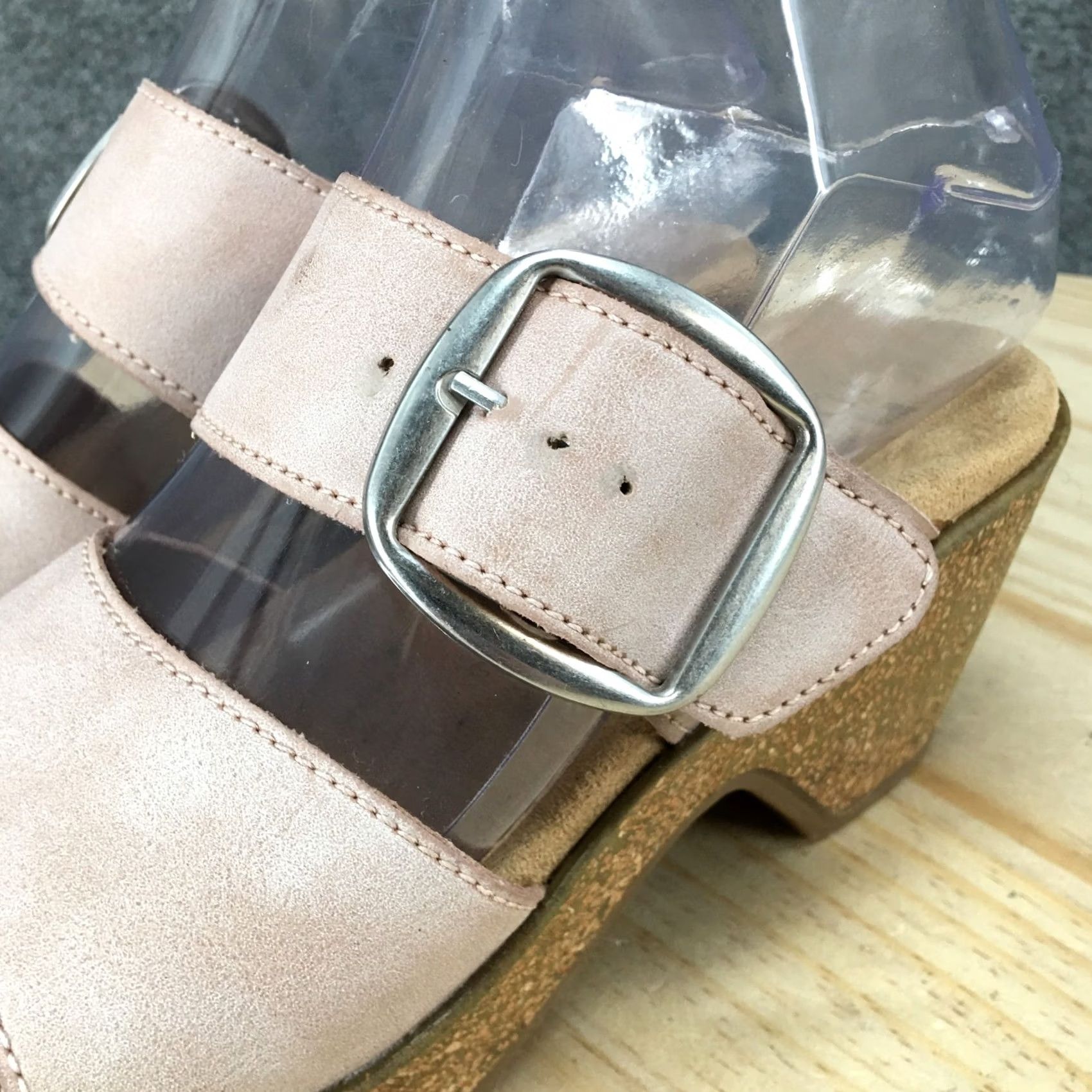 Vintage White Mountain Copious Sandals Womens 6 M Pink Slip On Buckle Wedge Slide Casual Platform Size US 6 / IT 36 - 6 Thumbnail